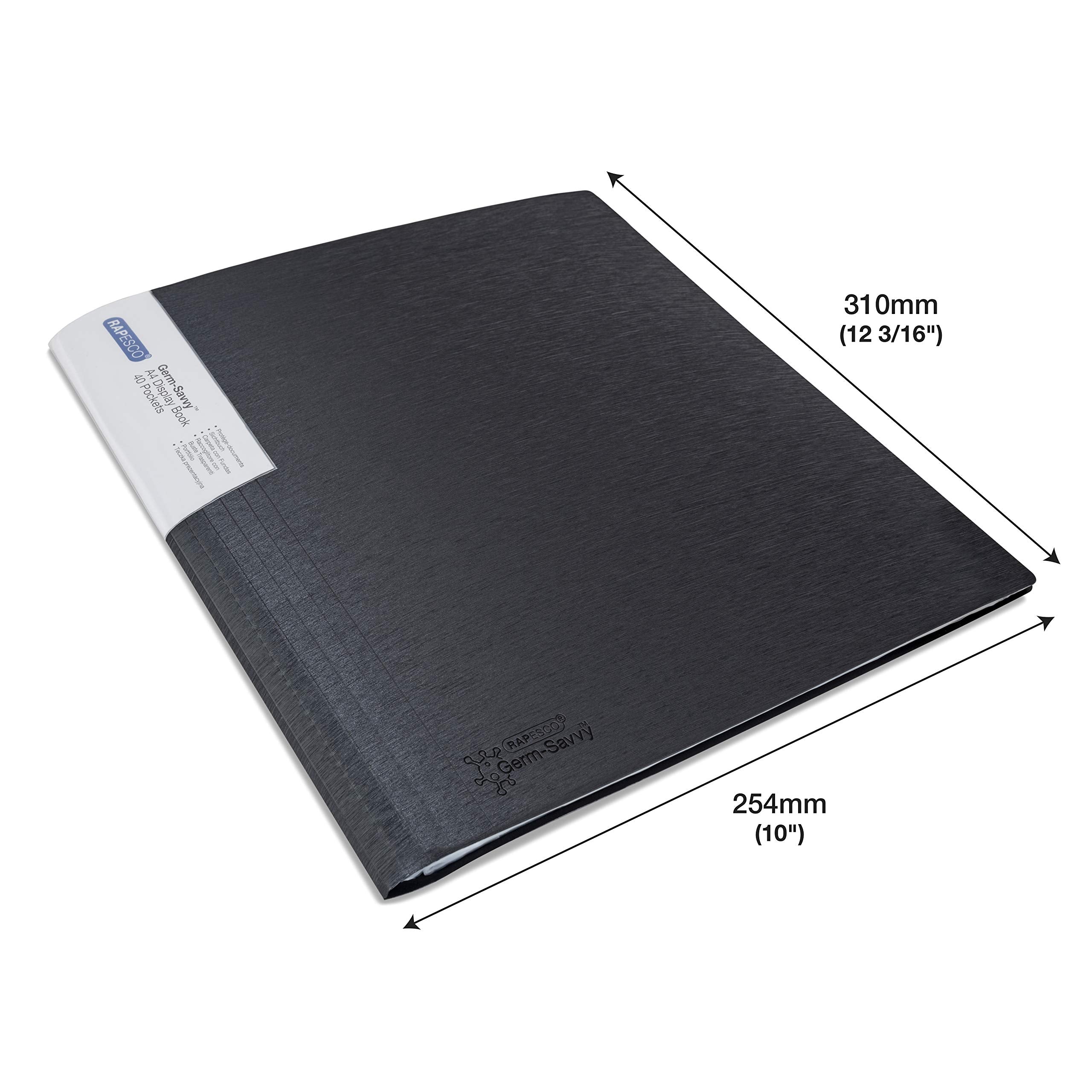 RAPESCO Presentation Folder 1644 - 40 Pockets A4 Black Polypropylene with Antibacterial Protection 4
