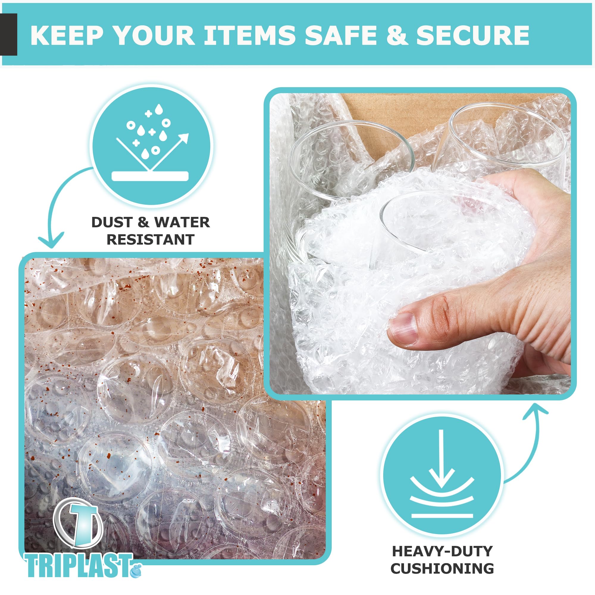 Triplast Large Bubble Wrap Roll - 300mm x 10m | 20mm Large Bubbles | 60gsm Film 4