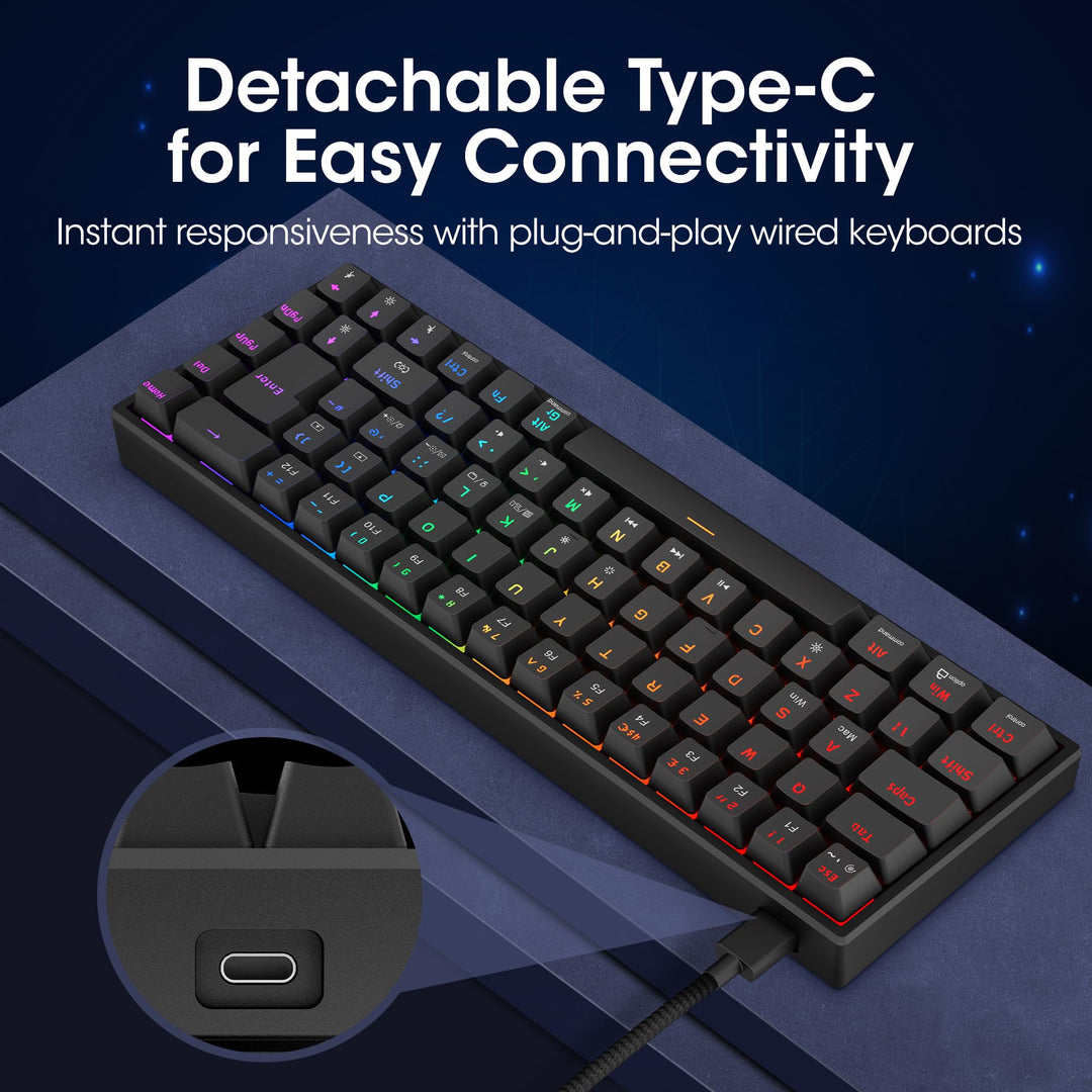 KOORUI 60% Mechanical Gaming Keyboard MKC01 - Red Switch RGB Backlit Compact Keyboard