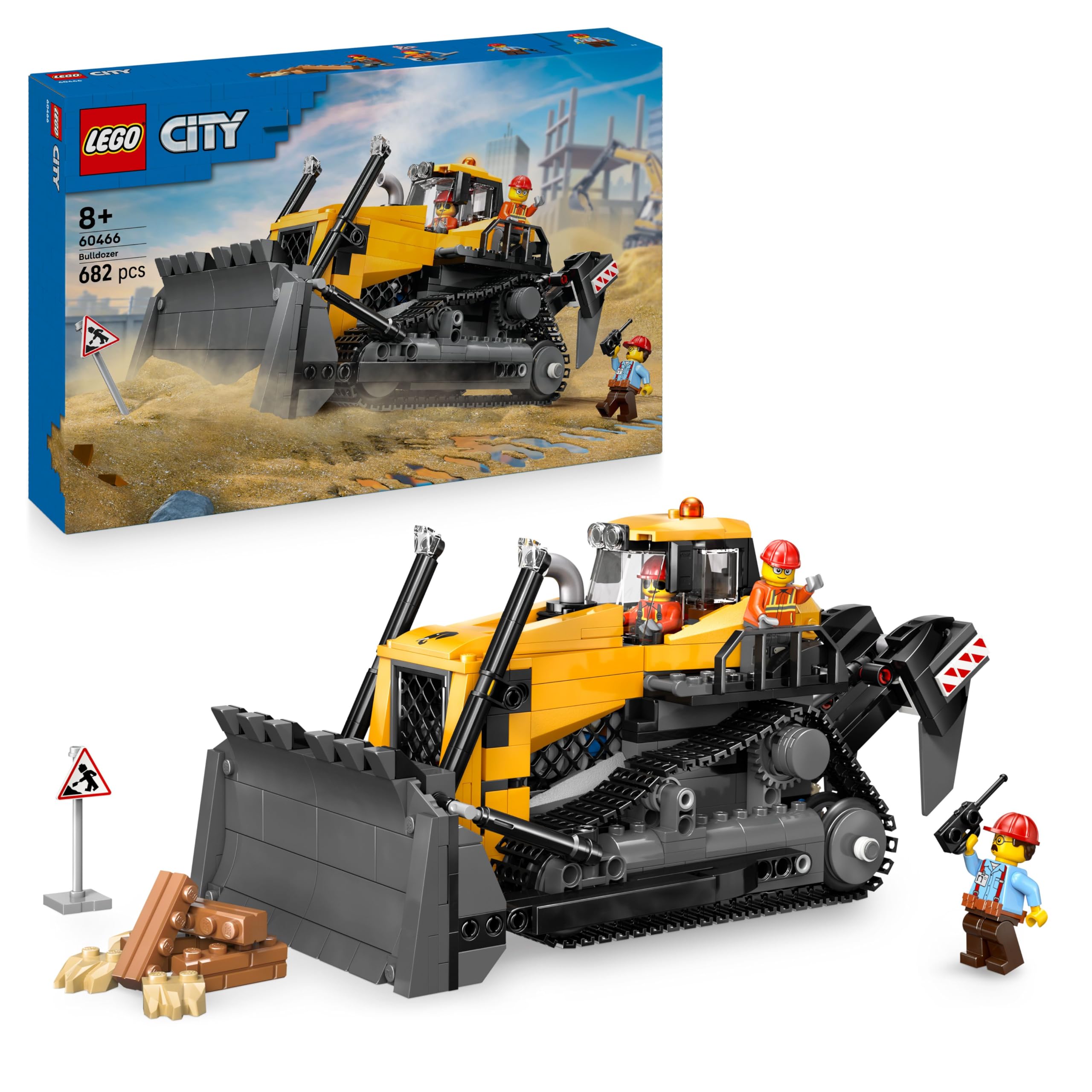 LEGO CITY Yellow Bulldozer 60466 Building Set | Ages 8+ | Includes 3 Minifigures 1