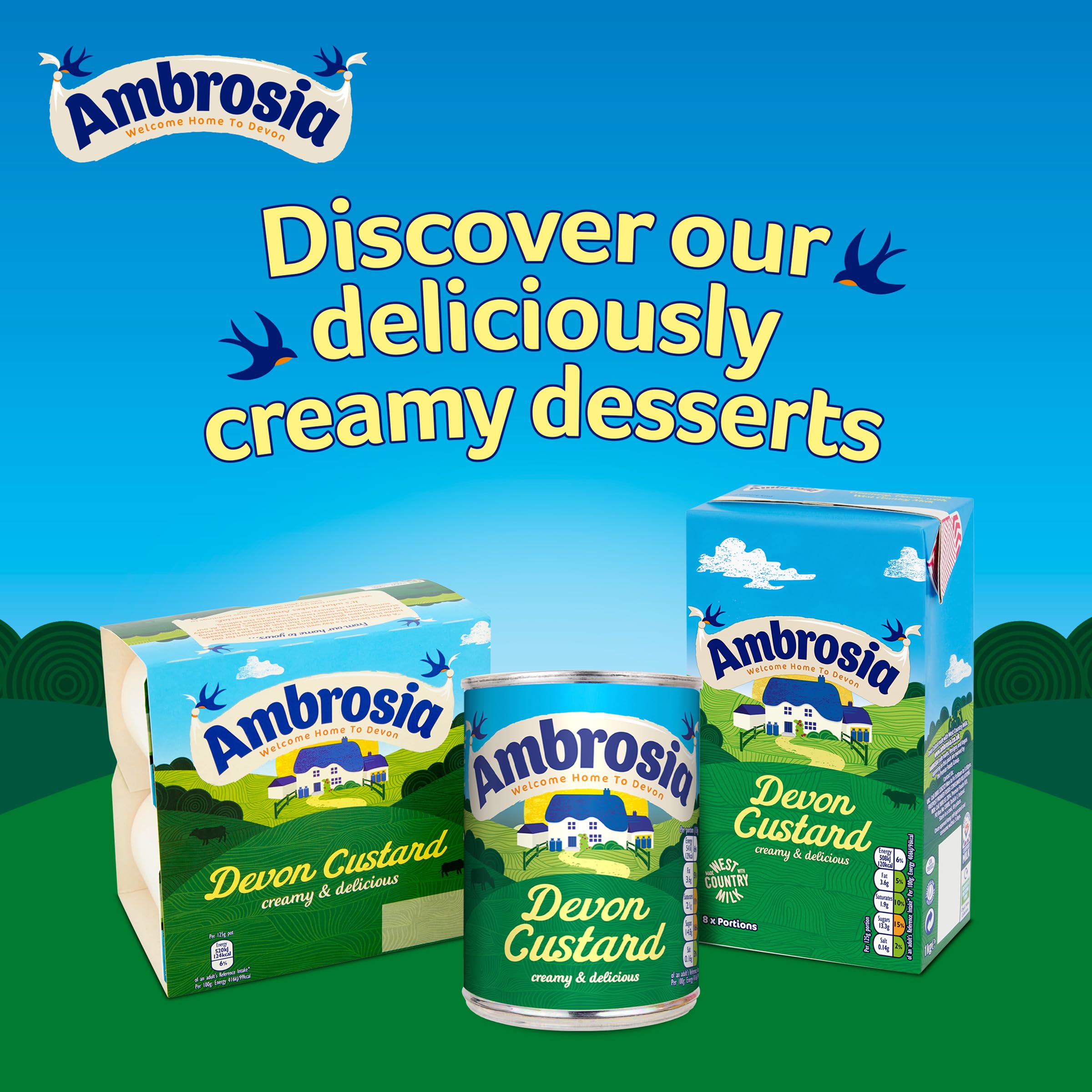 Ambrosia Devon Custard Chocolate Flavour, Creamy Ready-to-Eat Dessert, 150g 7