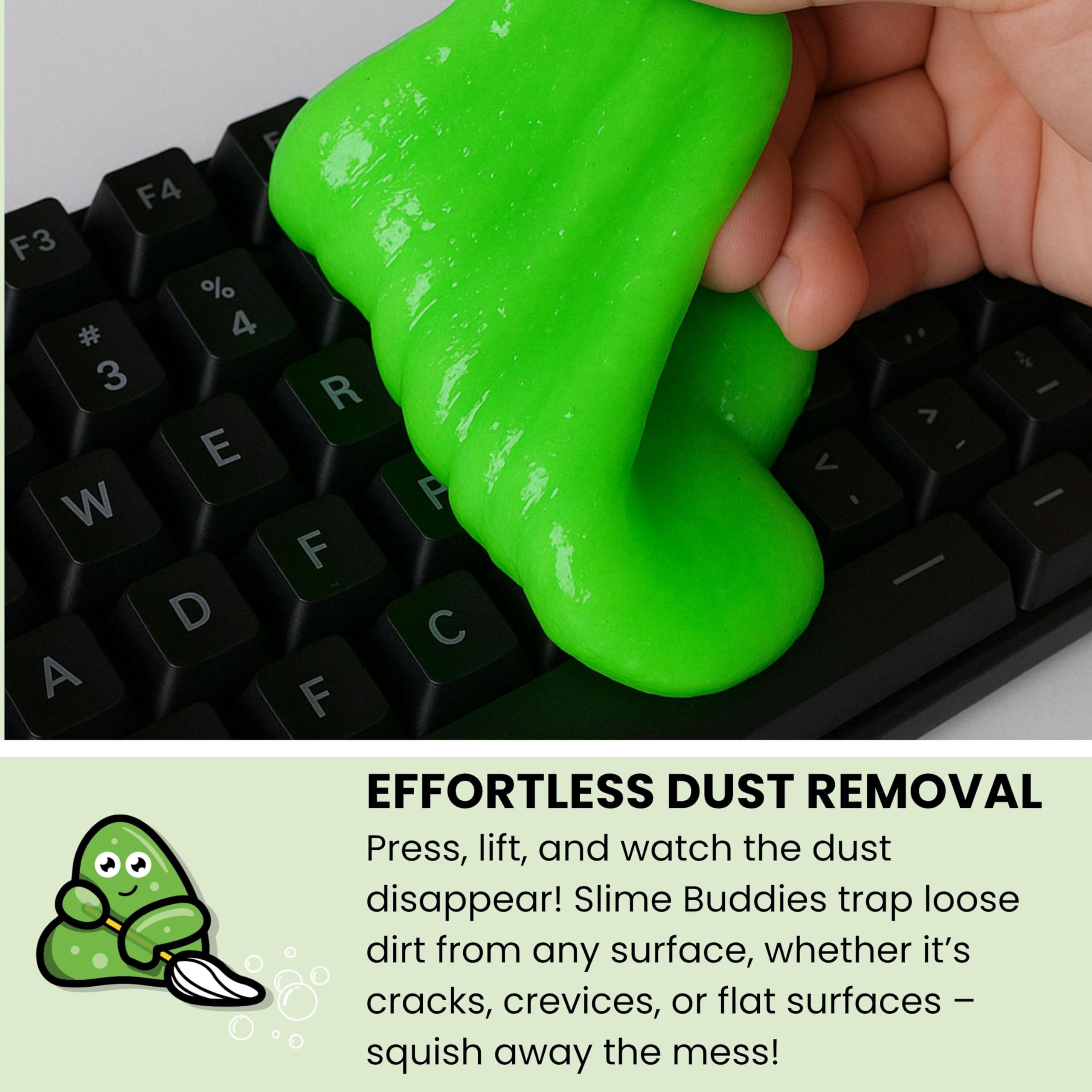 Slime Buddies Cleaning Putty Gel - Apple Scented Dust & Crumb Remover for Vents & Keyboards | Pack of 1 4