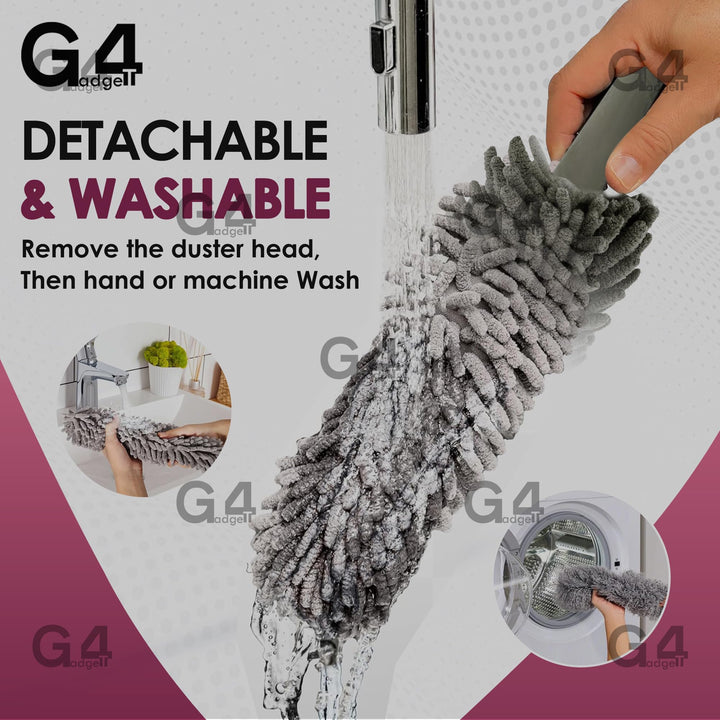 G4GADGET Microfiber Duster Grey - Washable Duster for Cleaning Window Blinds and Home Surfaces