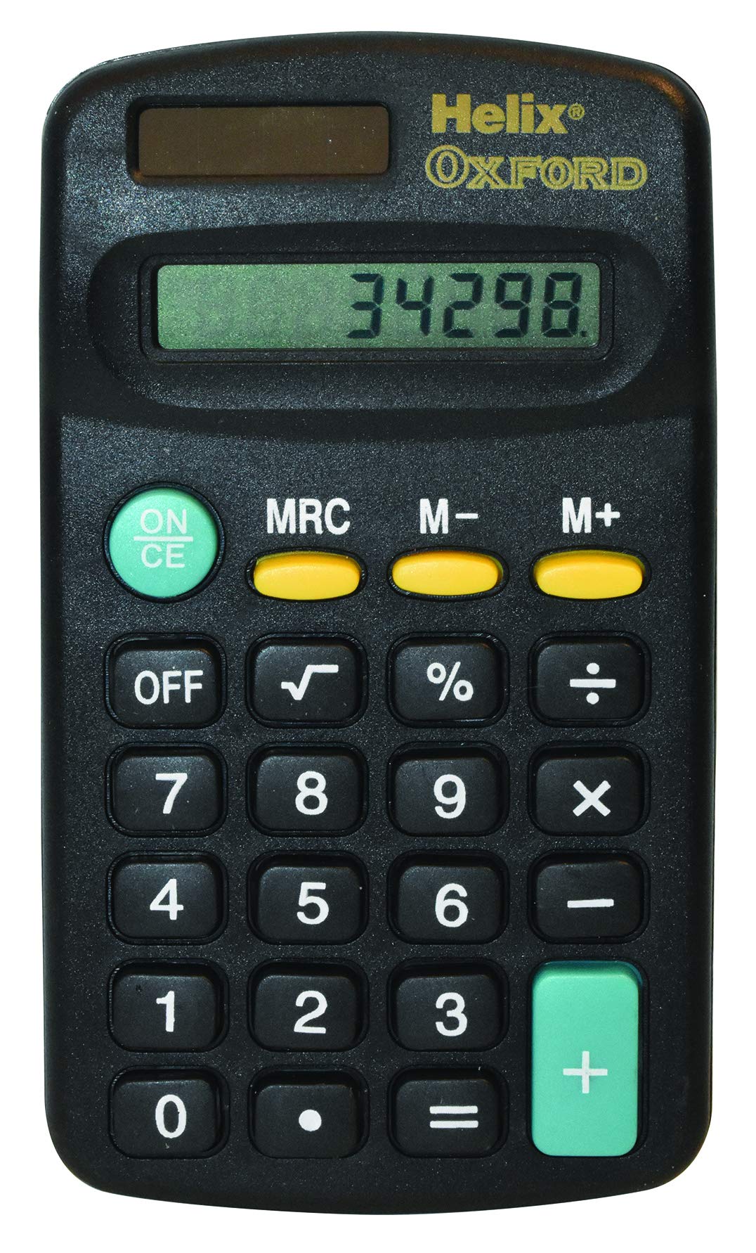 Helix RC1070 Basic Calculator - 8 Digit LCD | Solar & Battery Powered | Plastic Free Packaging