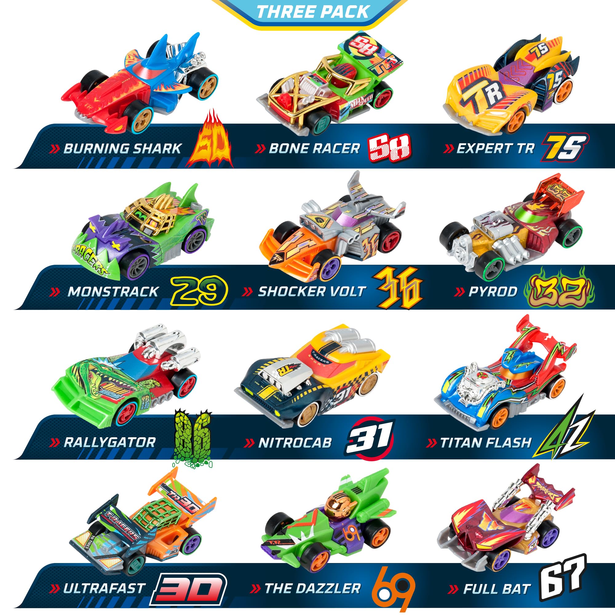 T-RACERS Mix 'N Race 3 Pack – Collectible Interchangeable Cars for Kids 3+ 9