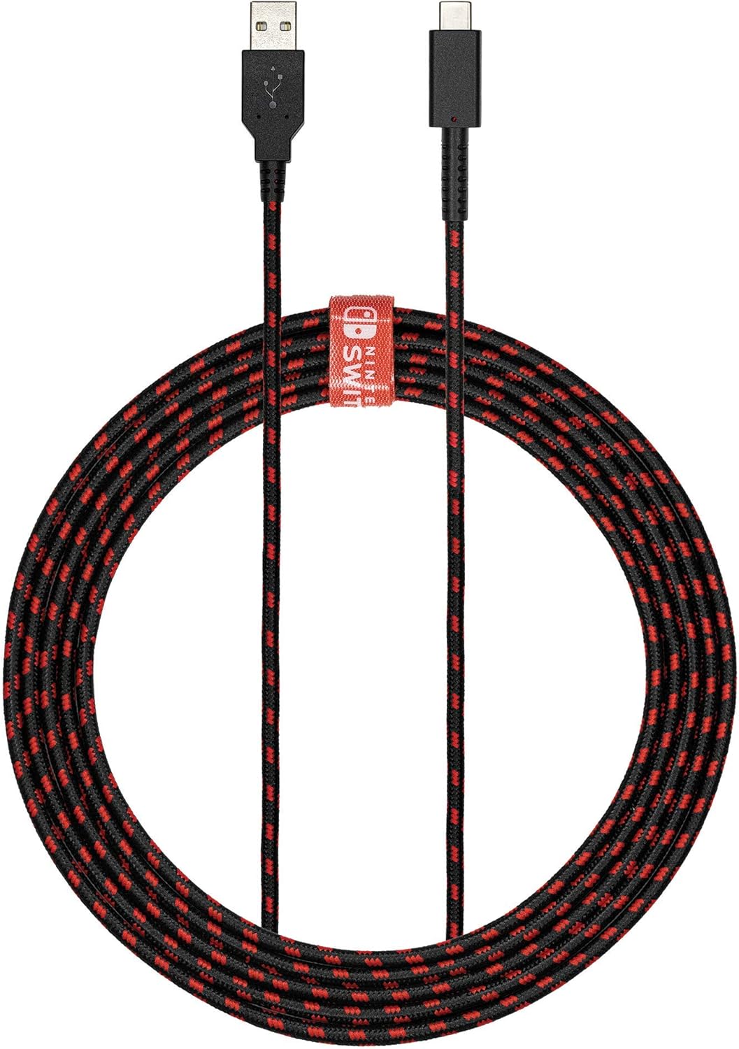 PDP 8-Foot USB-C Charging Cable for Nintendo Switch - Black/Red