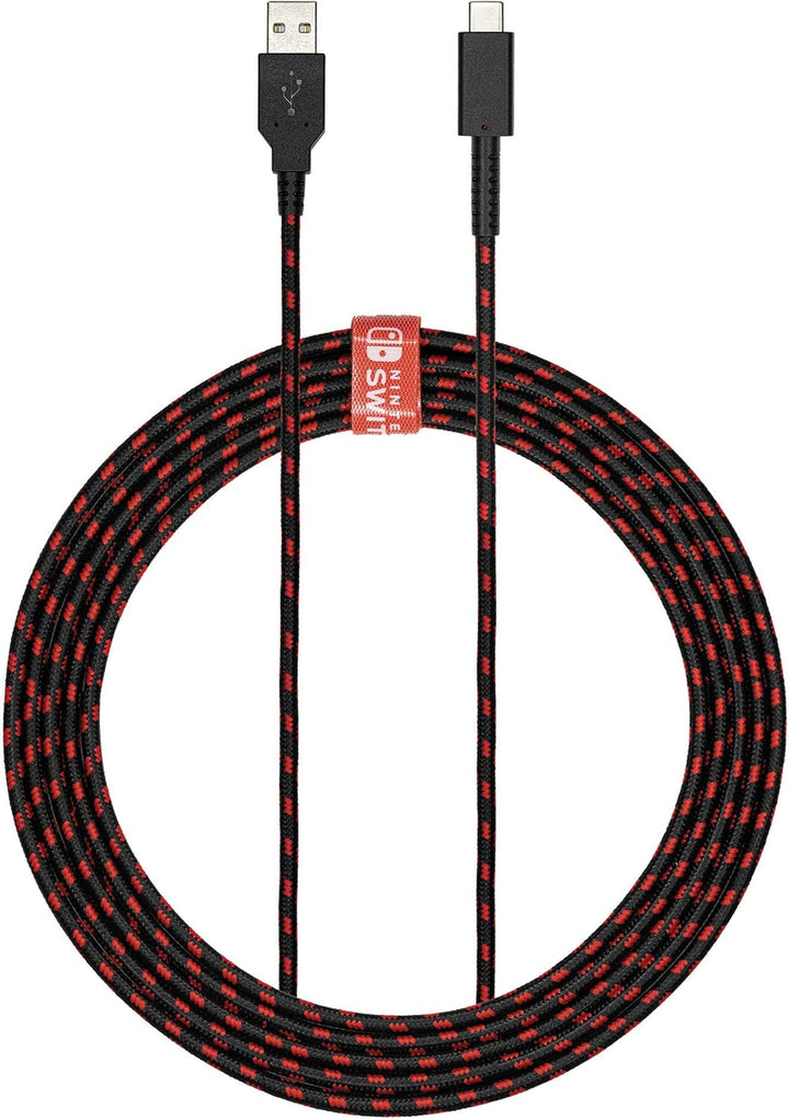 PDP 8-Foot USB-C Charging Cable for Nintendo Switch - Black/Red