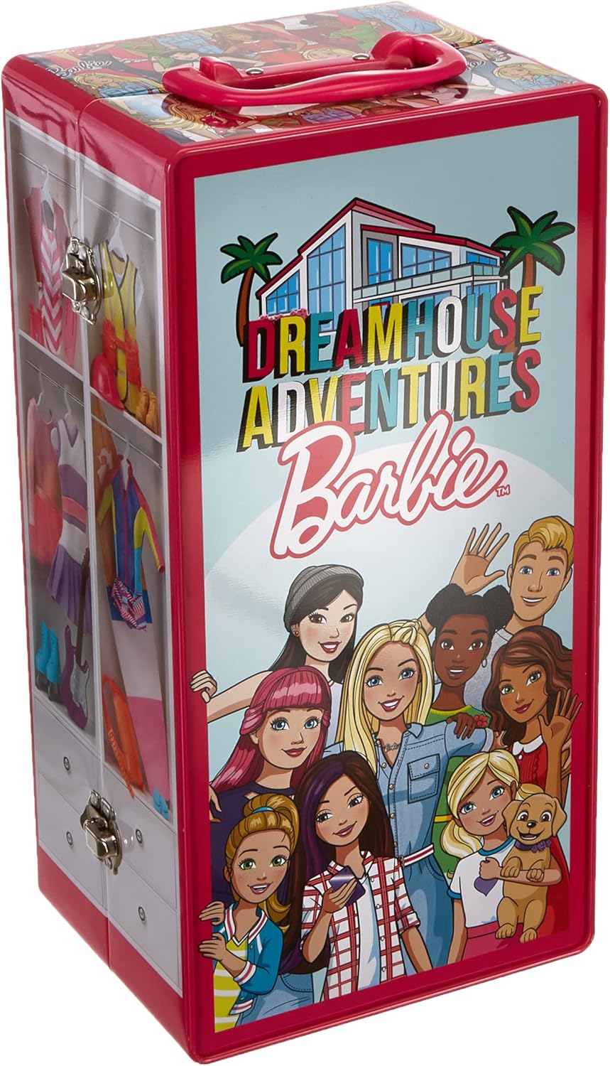 Theo Klein 5801 Barbie Wardrobe Trunk - Playset with Clothes Rails & Shelves for Kids 3+ 4