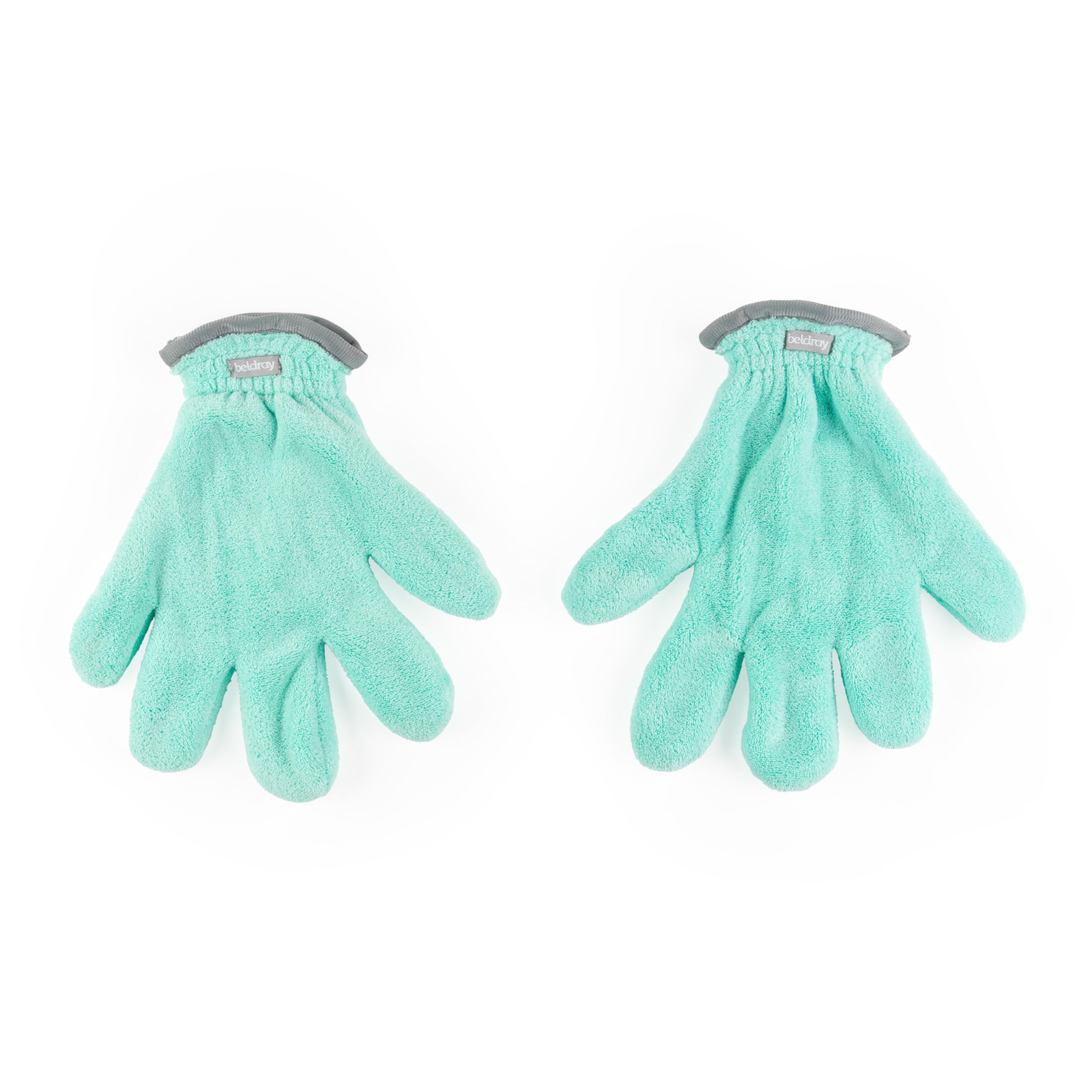Beldray Antibac Dusting Gloves Set – Pack of 2 Microfibre Cleaning Mitts, Green, One Size