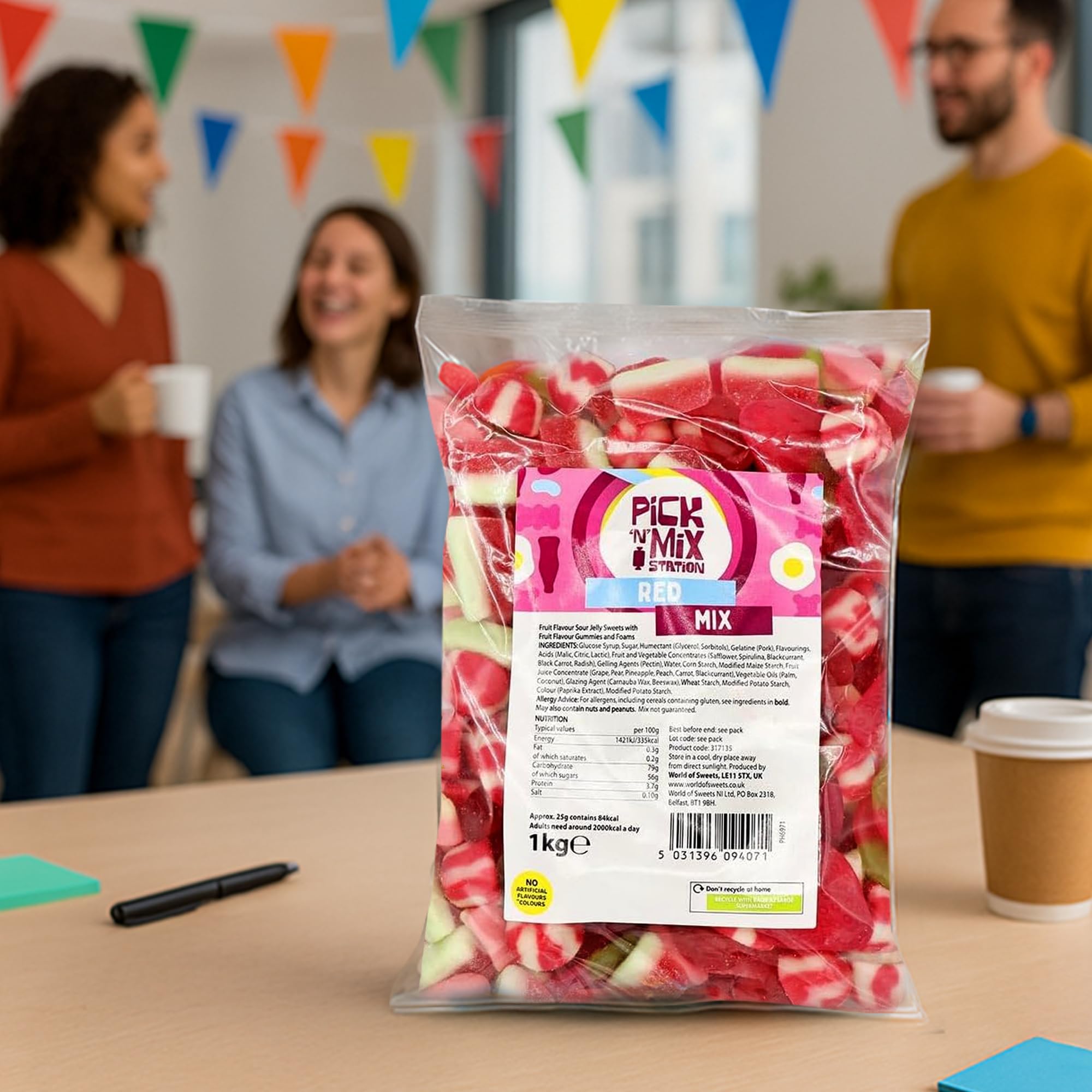 Bonds of London Pick 'n' Mix Station Red Mix Chewy Sweets | 1 kg Fruit Flavoured Assortment 6
