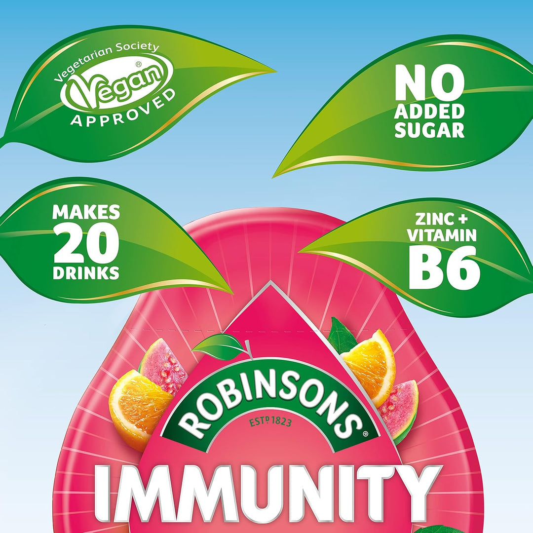 Robinsons Immunity Benefit Drops Orange & Guava Squash with Vitamin B6 and Zinc - 66ml