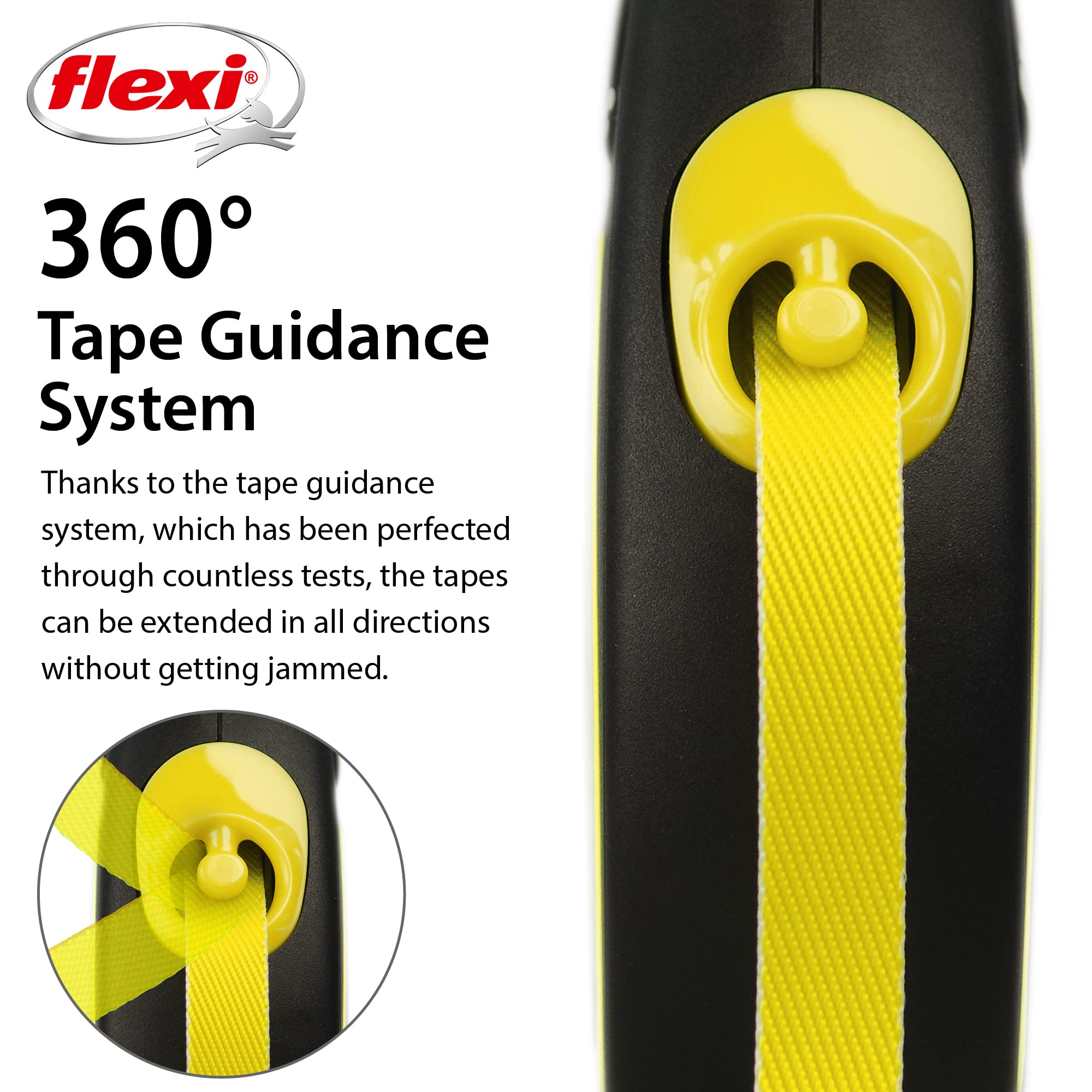 flexi New Neon M Tape Retractable Lead - 5m Length | Neon Yellow | For Dogs Up To 25 kg 4