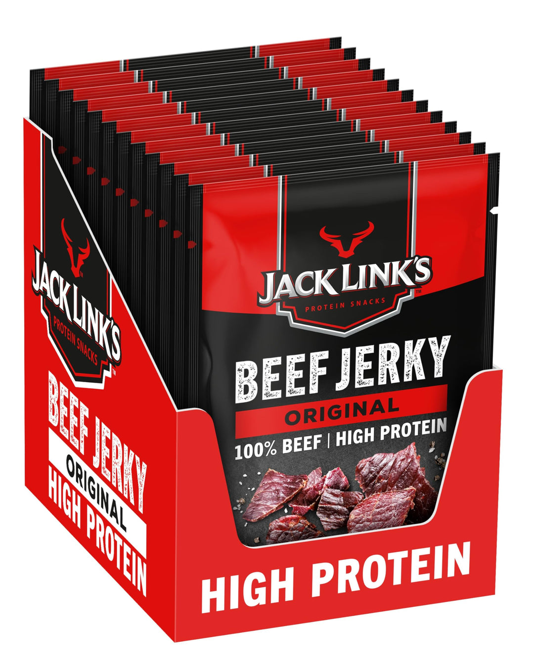 Jack Link's Beef Jerky Original Flavor High Protein Meat Snack Multipack 12 x 25g
