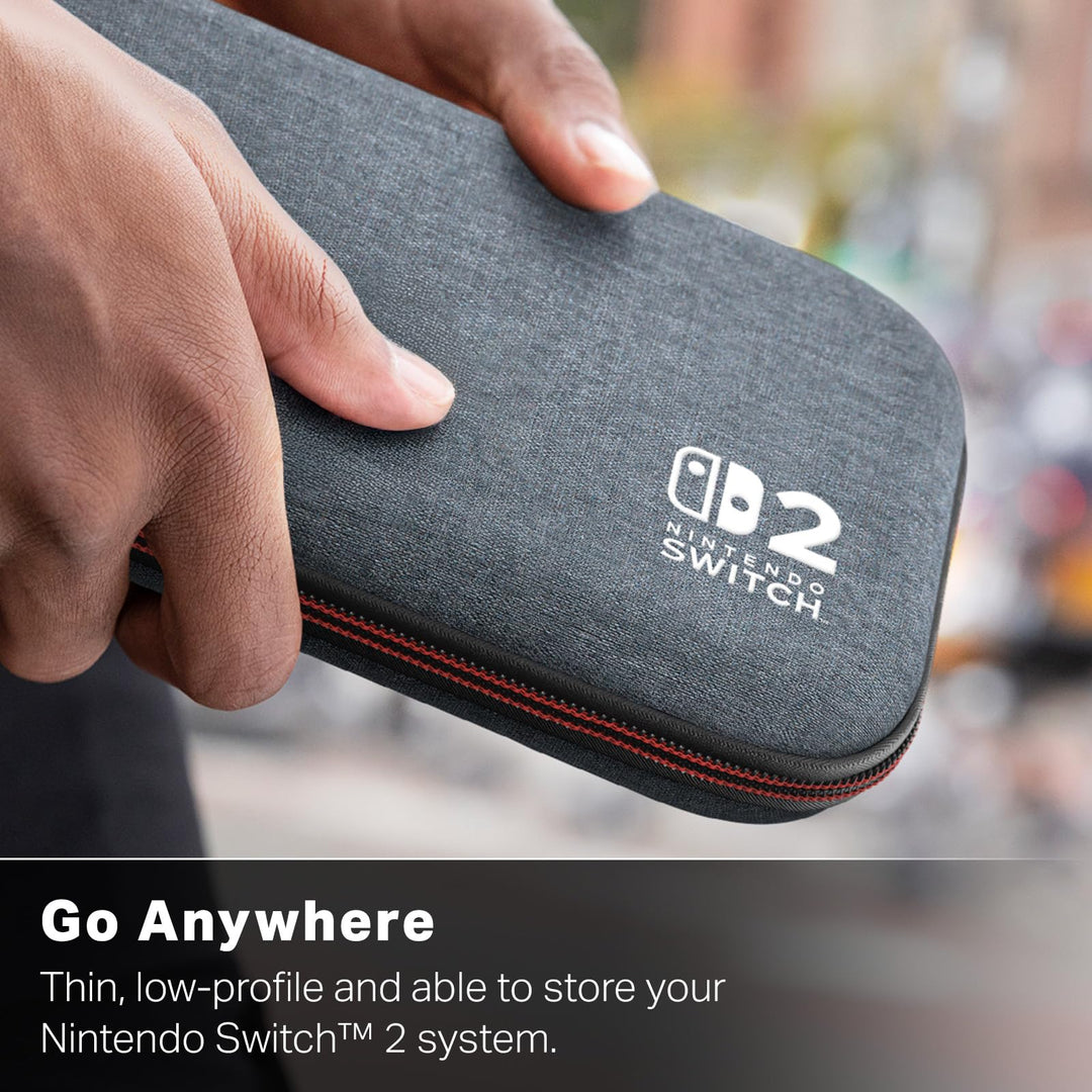 PowerA Slim Case for Nintendo Switch 2 - Grey, Officially Licensed, Holds 10 Games, Padded Screen Protector, Built-in Stand