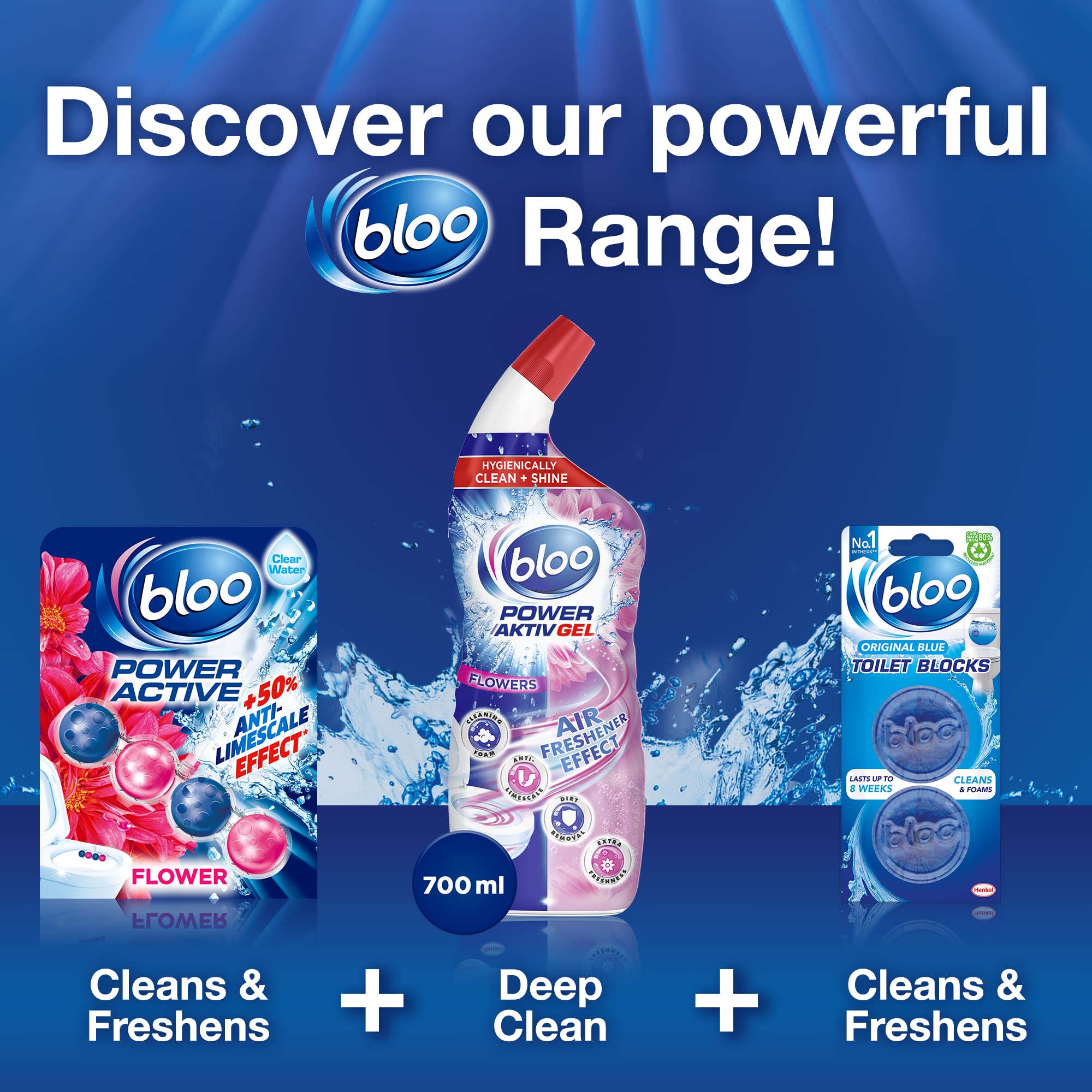 Bloo Power Active Fresh Flowers Toilet Rim Block (50g) 14