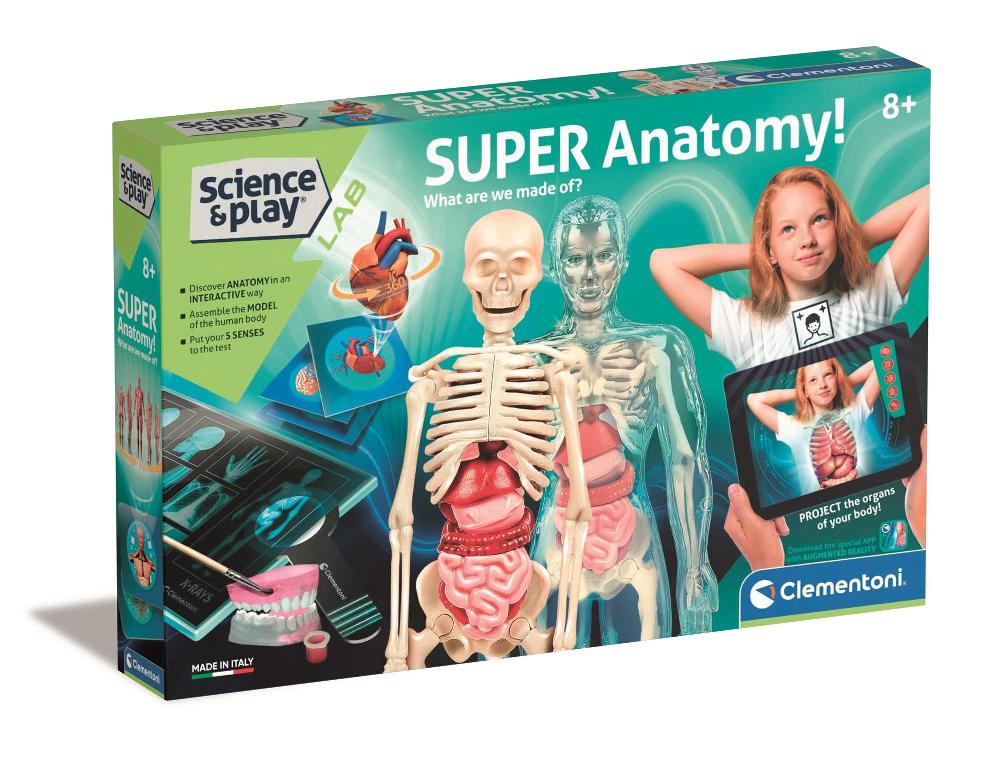 Clementoni Super Anatomy Augmented Reality Science Kit - Build Skeleton Model | Ages 8+