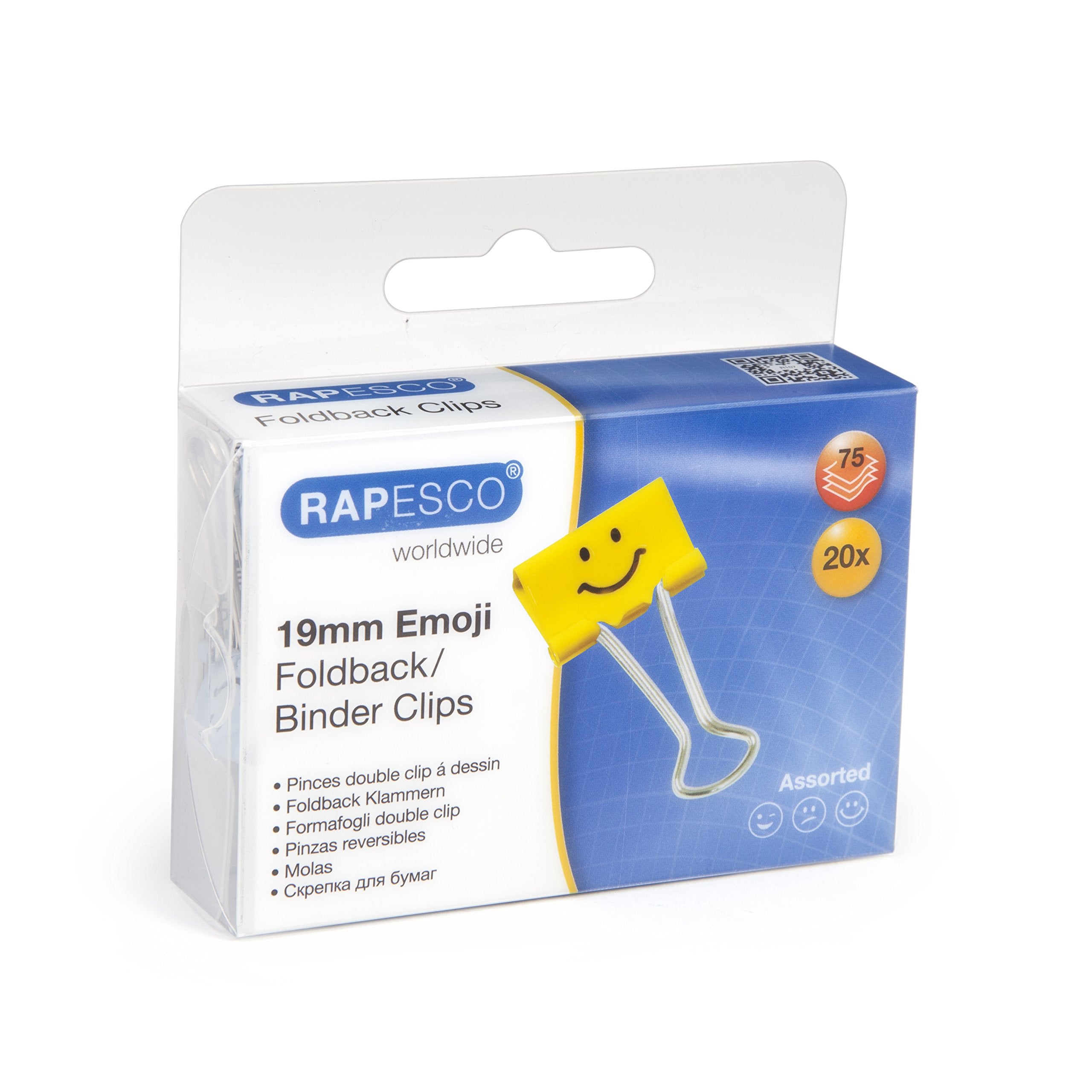 RAPESCO 1351 Fun Foldback Clips - 19mm Capacity, Bright Yellow | Pack of 20 1