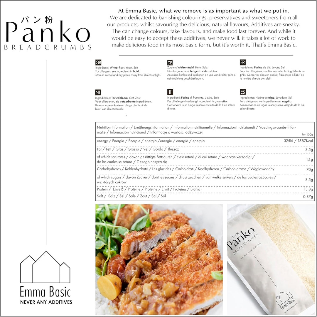 Emma Basic Panko Breadcrumbs 10mm Long Needle Shape 1kg Resealable Bag