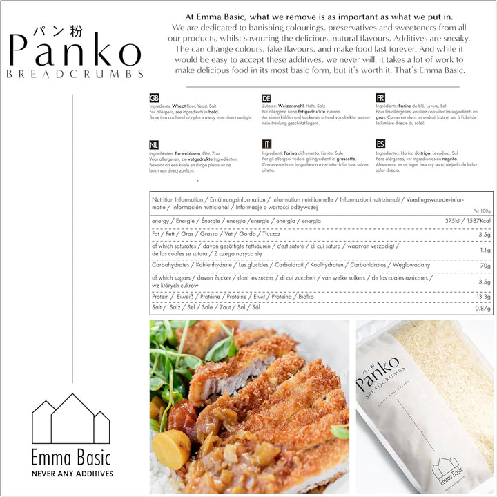 Emma Basic Panko Breadcrumbs 10mm Long Needle Shape 1kg Resealable Bag