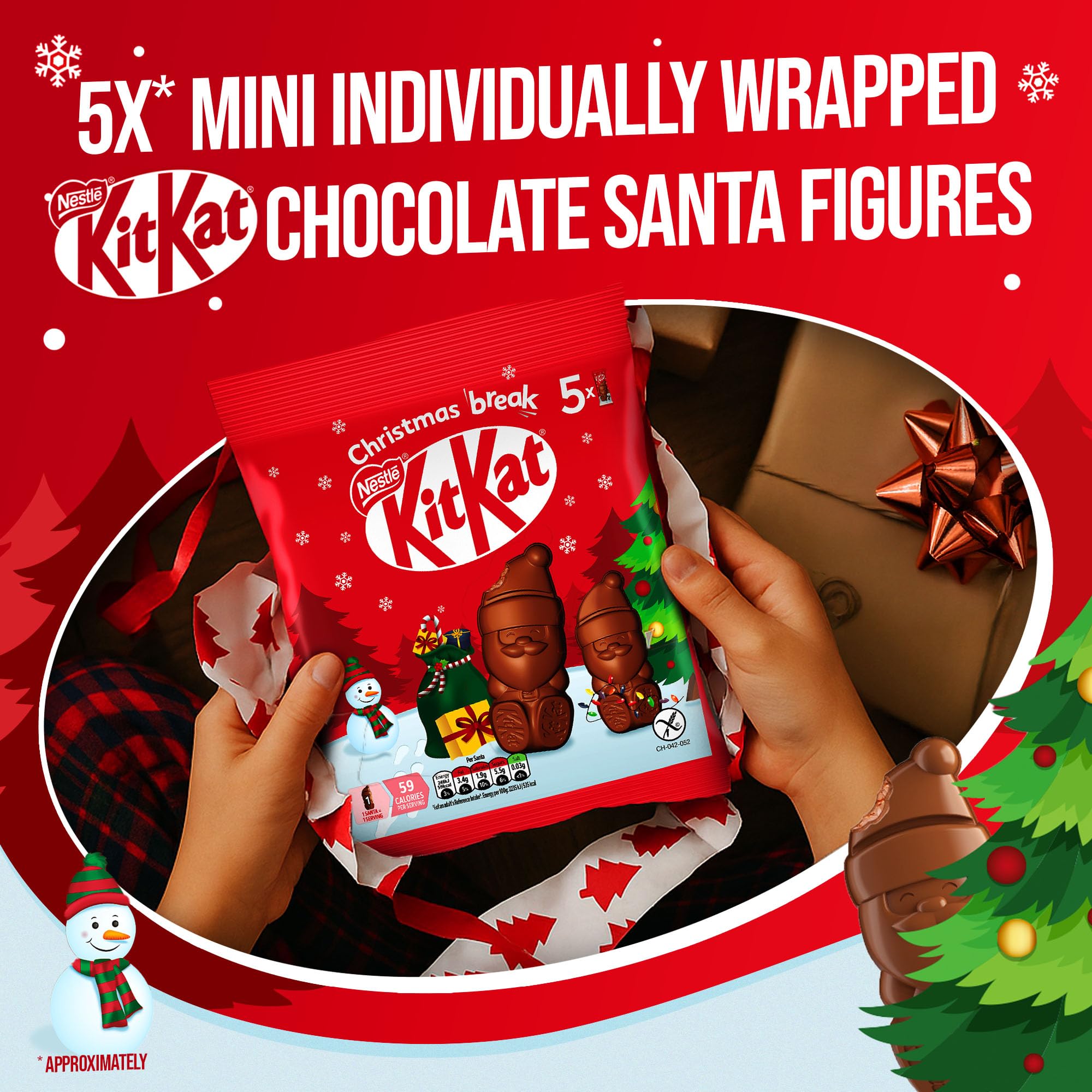 KitKat Pouch Santa 55g - Gluten Free Milk Chocolate Santas with Crispy Wafer 10
