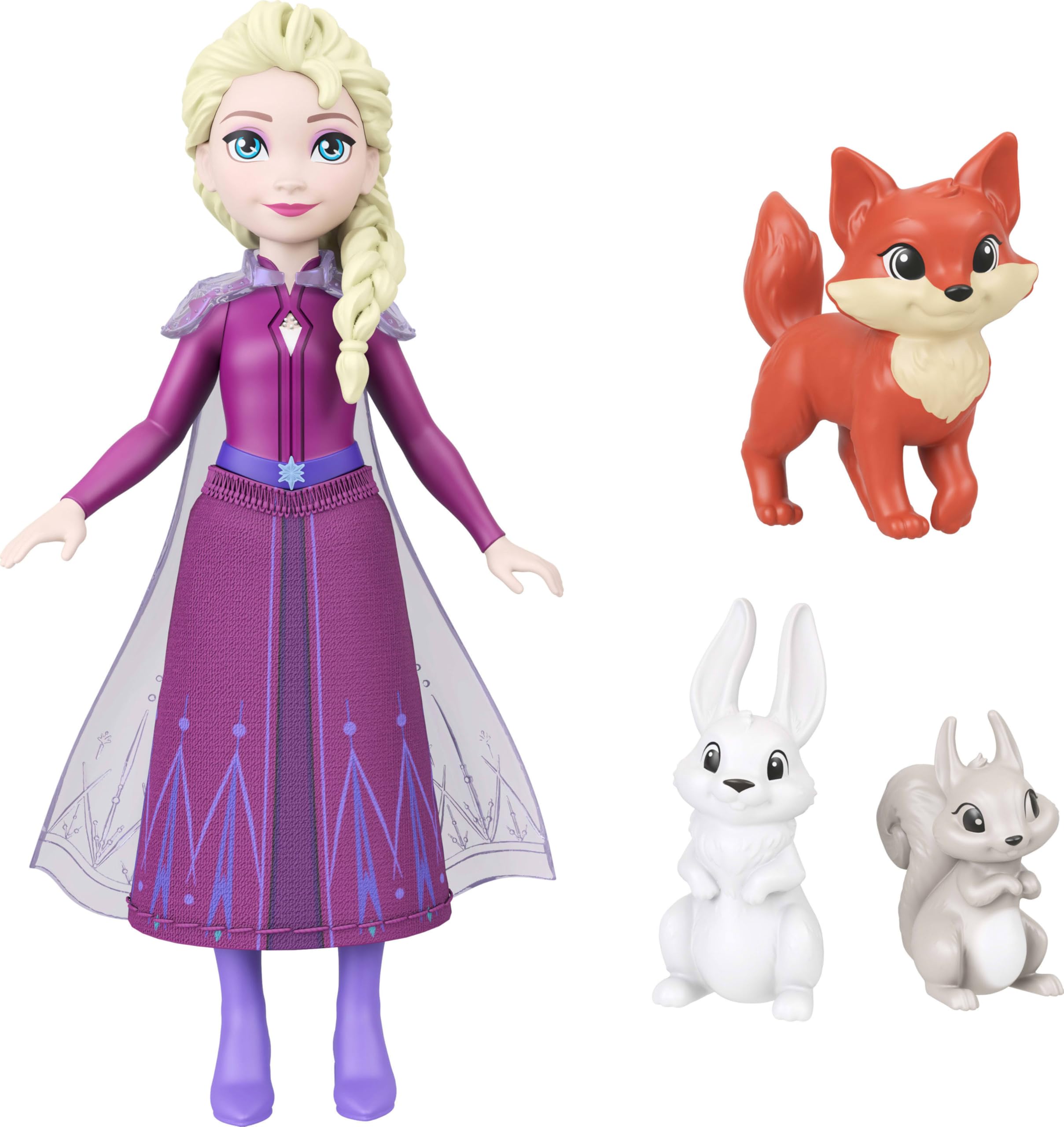 Mattel Disney Frozen Elsa Small Doll Playset with 10 Play Areas, 3 Animal Friends, Purple, 12 Inches Wide 5