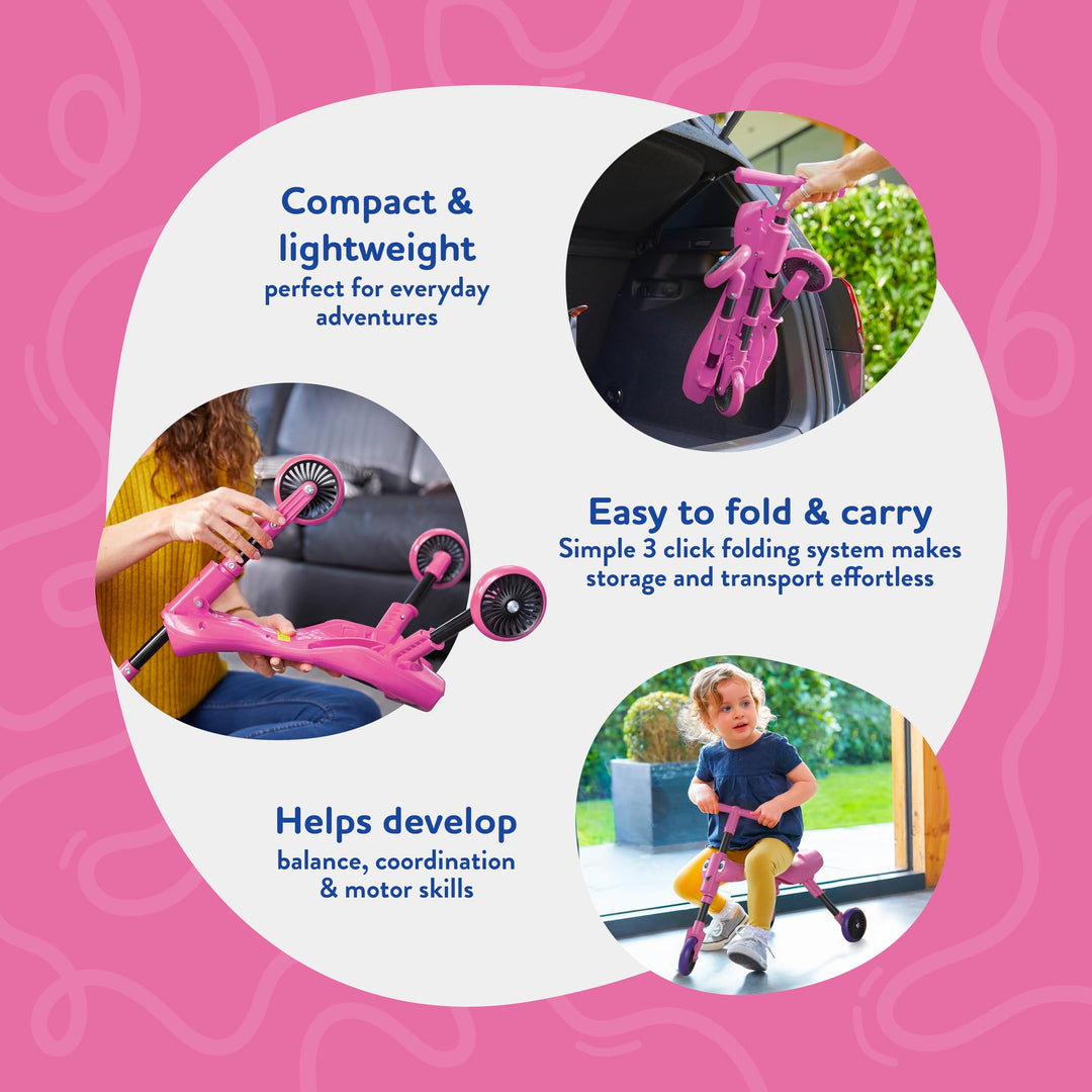 Scuttlebug 3-Wheel Foldable Ride-On Tricycle - Butterfly Design for 1+ Year Olds