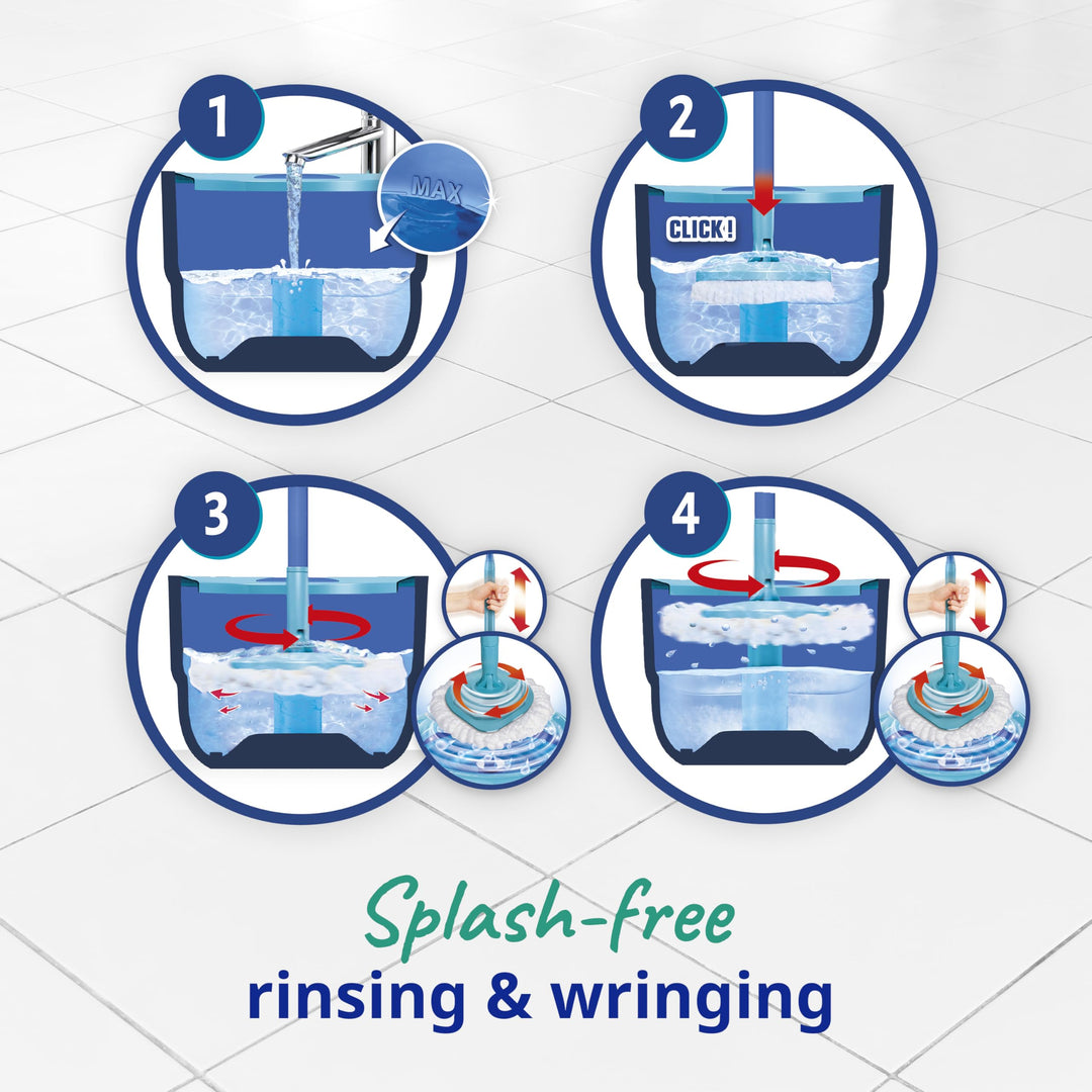 Spontex Full Action Corner System Spin Mop and Bucket Set with Microfibre Head