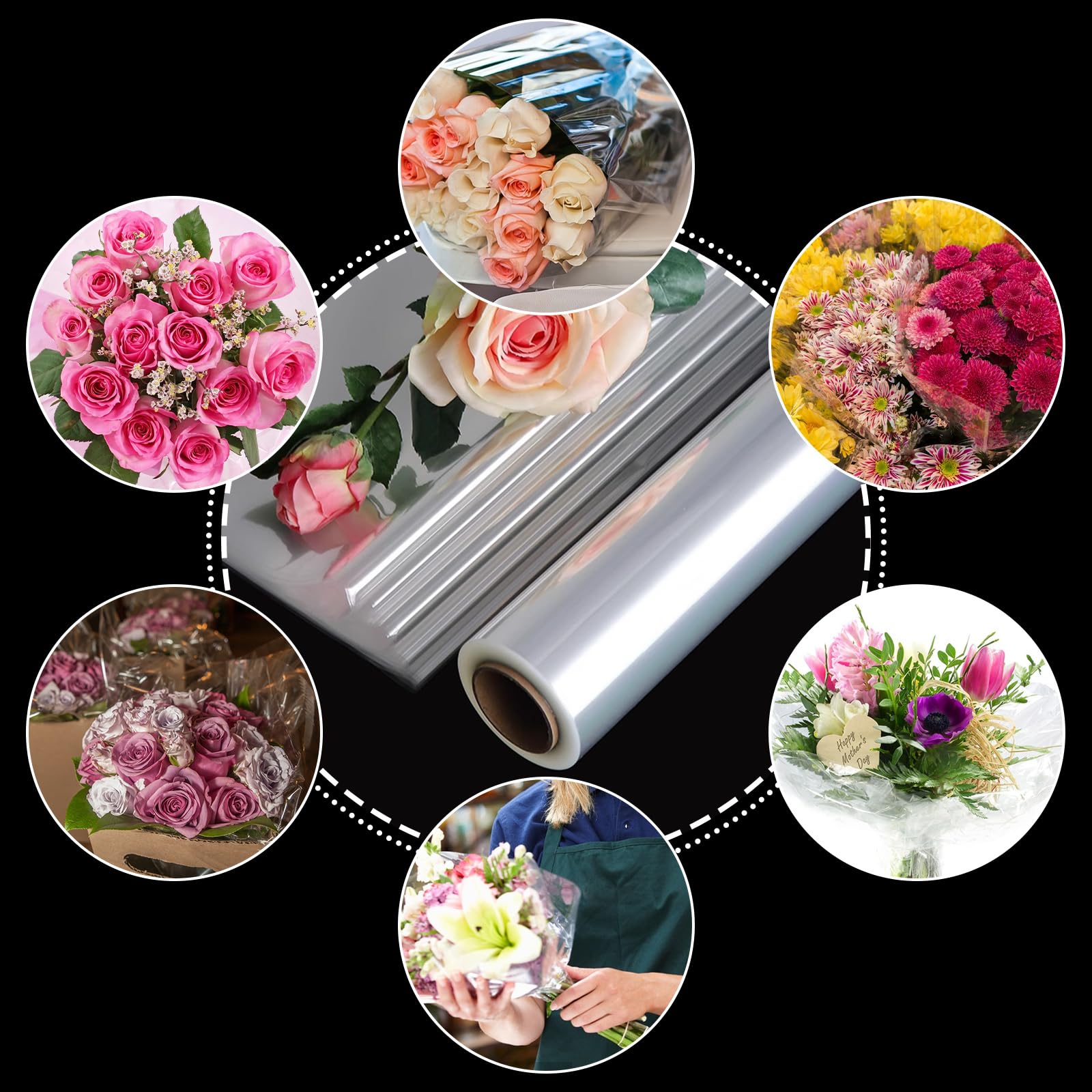 ASelected Clear Cellophane Wrap Roll - Large 30cm x 30m Size | Transparent Plastic for Gifting 7