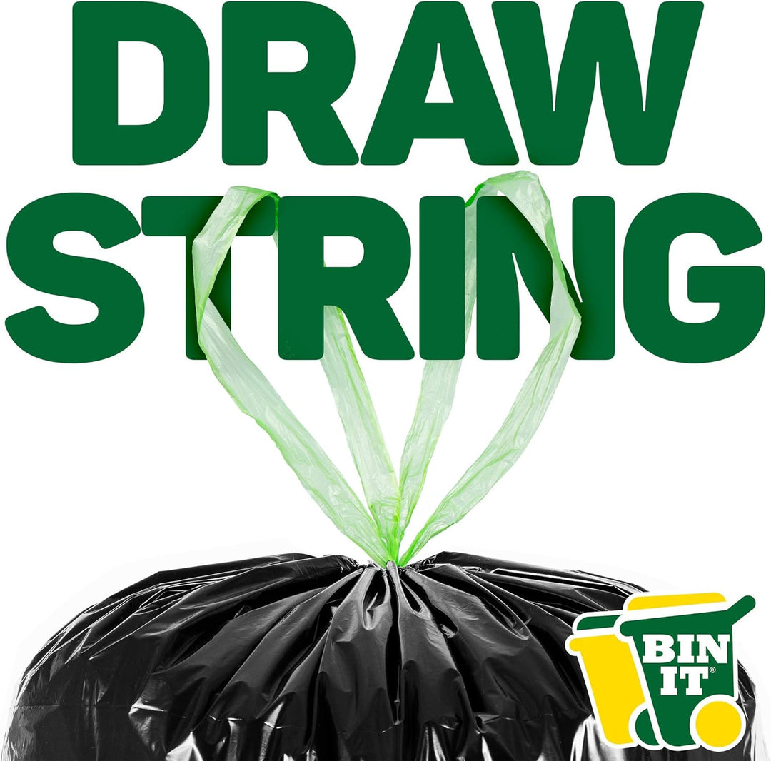 BIN IT 40 Drawstring Bin Liners 70L - Recycled Strong Refuse Sacks for Household & Office