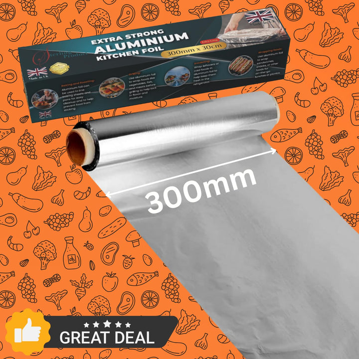 STERLING PRODUCTS 30m Extra Long Heavy Duty Aluminum Foil Roll - 30cm Width