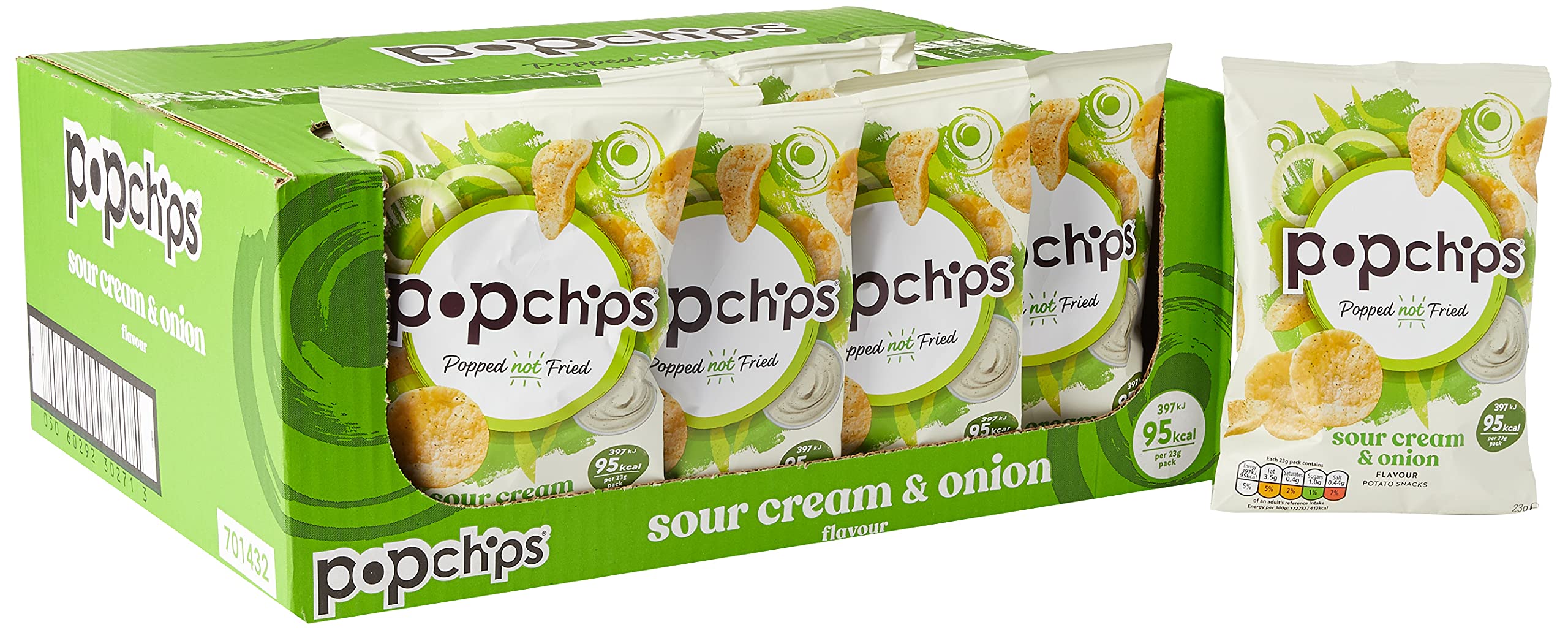 Popchips Sour Cream and Onion Popped Potato Chips - 24 Pack (23g Each), No Artificial Flavours, Vegan Friendly 6