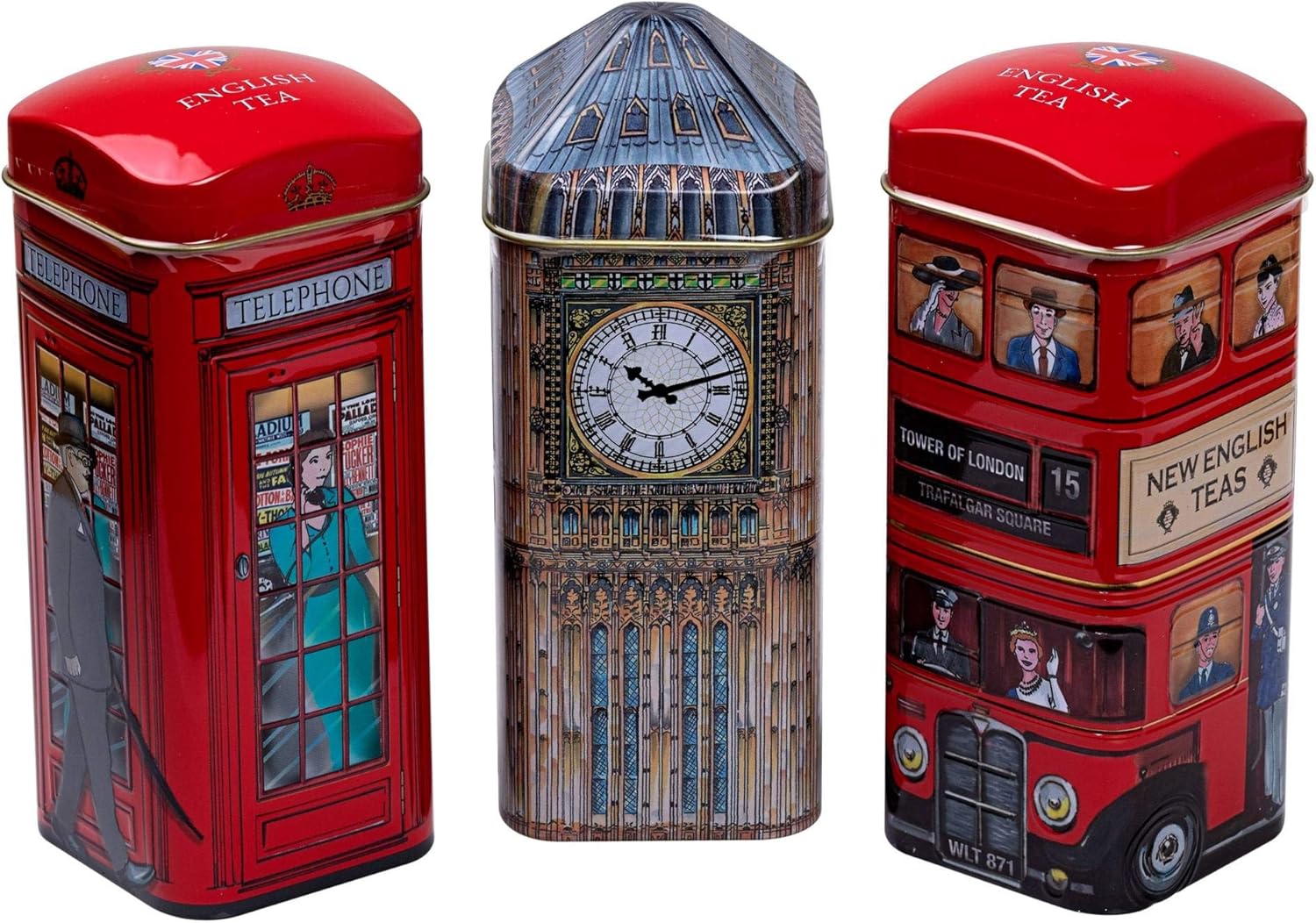 New English Teas Traditional English Tea Triple Tin Gift Set - Big Ben, London Bus & Red Phone Box 3