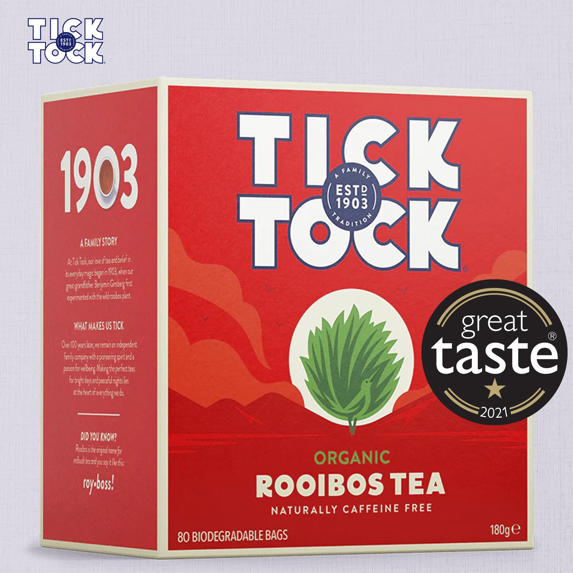 Tick Tock Organic Rooibos Tea - Naturally Caffeine Free | 320 Teabags (4 x 80) 5