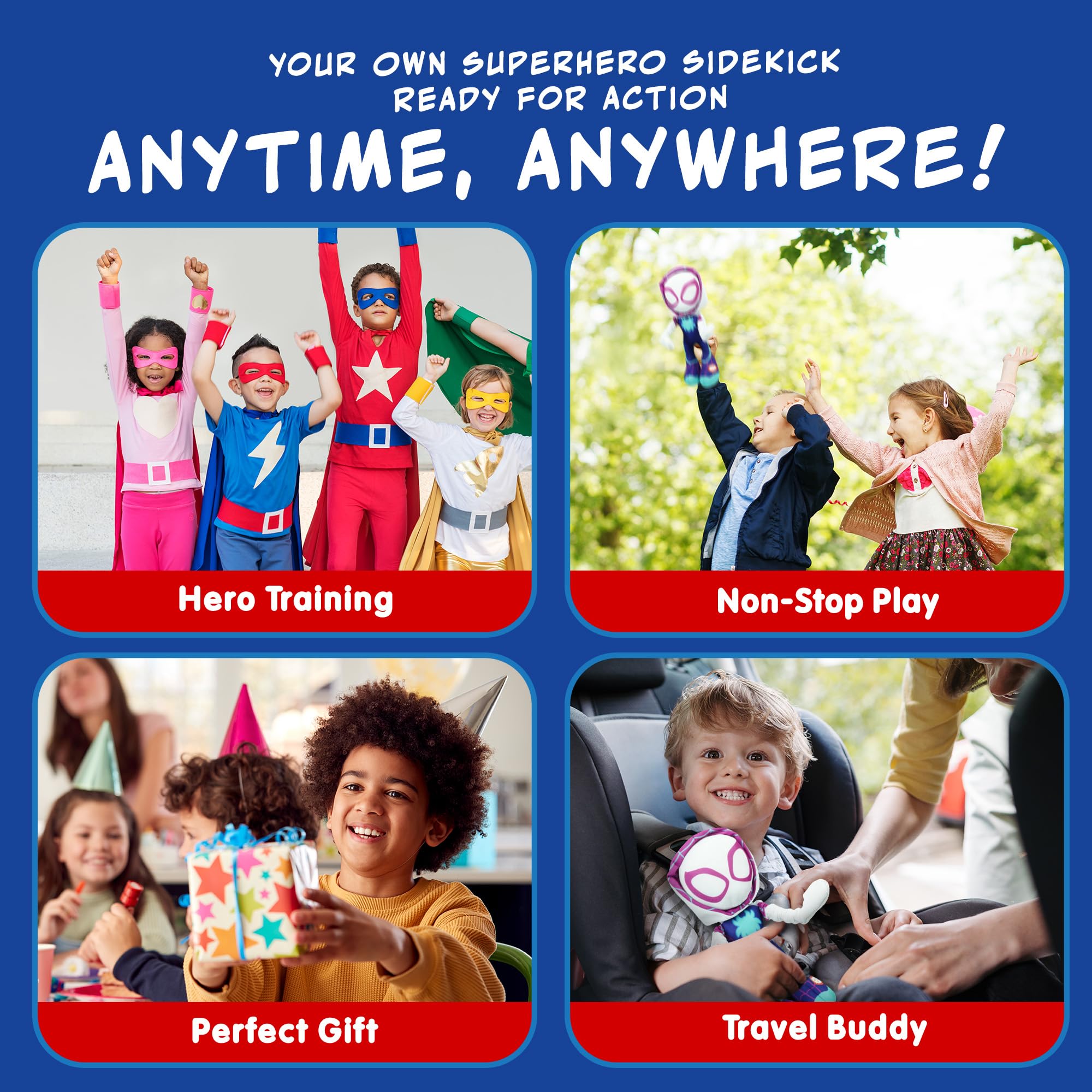 Marvel Spidey and His Amazing Friends Slingshot Ghost-Spider Plush Toy - Stretchable Arms for Action Play 7