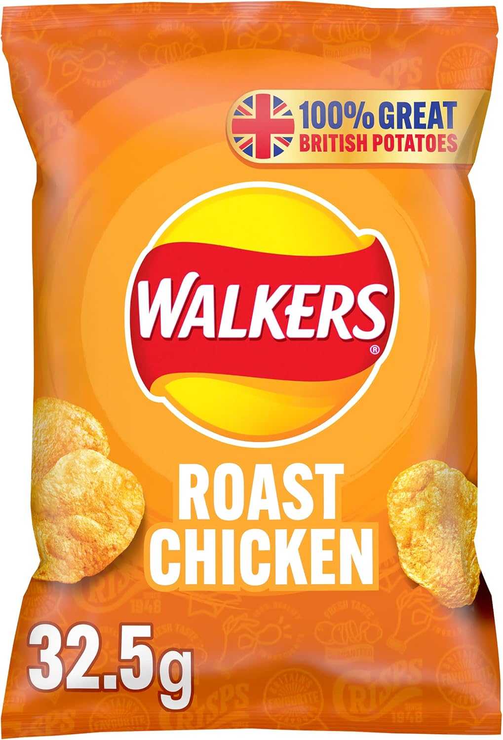 Walkers Roast Chicken Crisps 32.5g (Case of 32) - Made with 100% British Potatoes