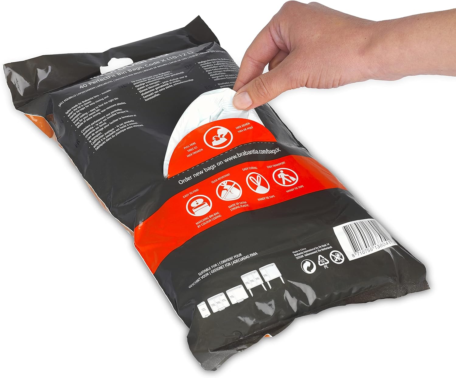 Brabantia - PerfectFit Bin Liners Size X (10-12 Litre) Thick Plastic Trash Bags 6