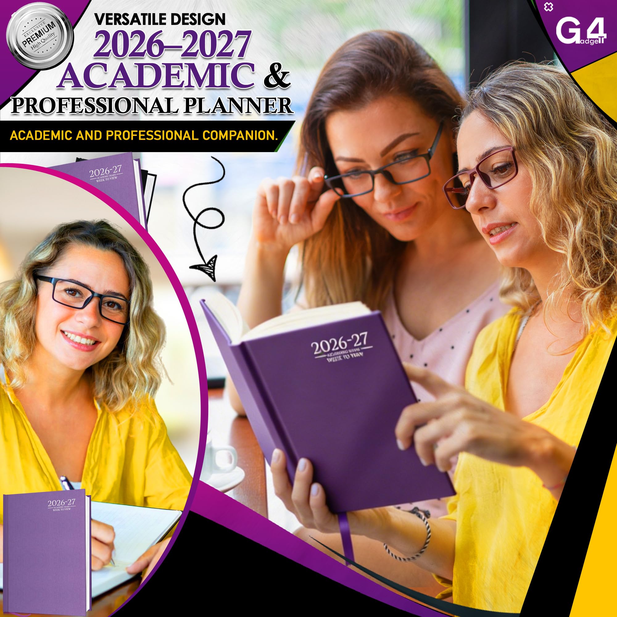 G4GADGET 2026-2027 Academic Diary - A5 Week To View Purple Hardback | August 2026 to July 2027 3