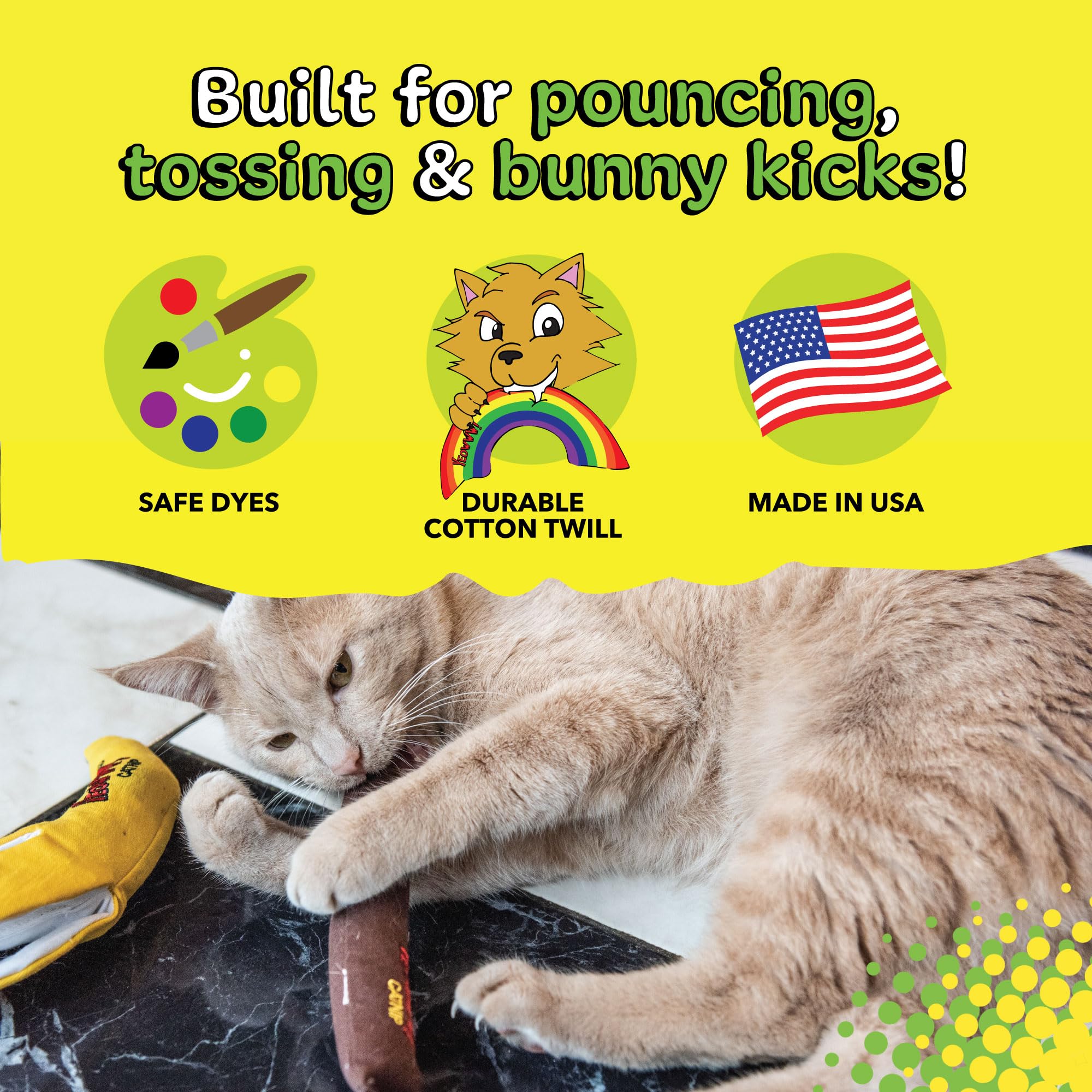 YEOWWW Cigar Singles Cat Toy - 100% Organic Catnip Filling | Heavy Duty Cotton 5