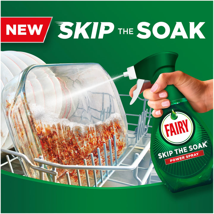 Fairy Skip the Soak Dish Spray Kit, Lemon, 1.3L (650ml Spray + 650ml Refill)