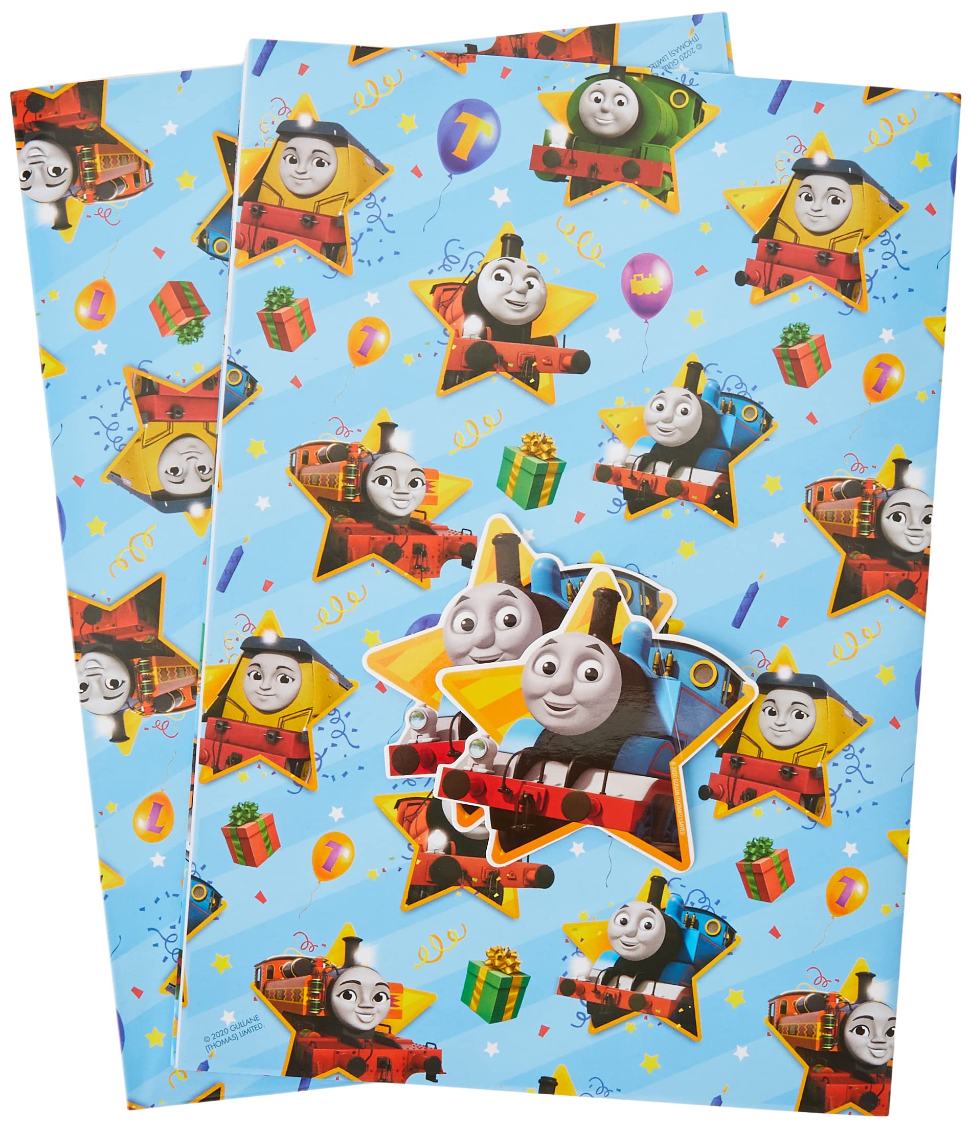 Danilo Promotions LTD Thomas & Friends Gift Wrapping Paper - 2 Sheets & 2 Tags | Birthday Theme 1