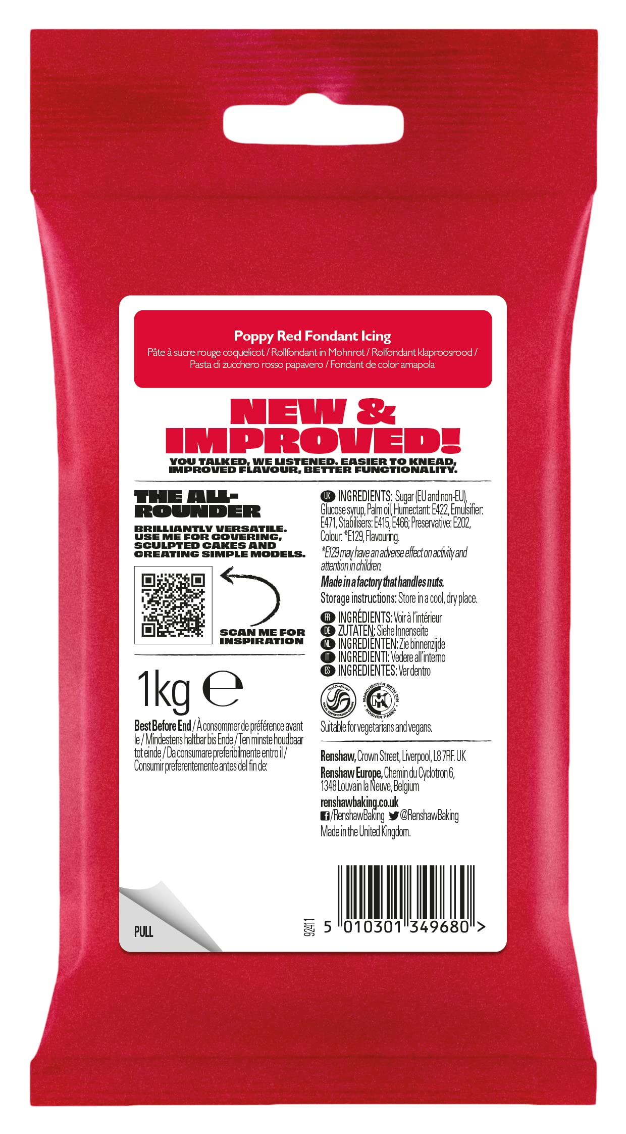 Renshaw Poppy Red Just Roll With It Ready to Roll Fondant Icing, 1 kg 6
