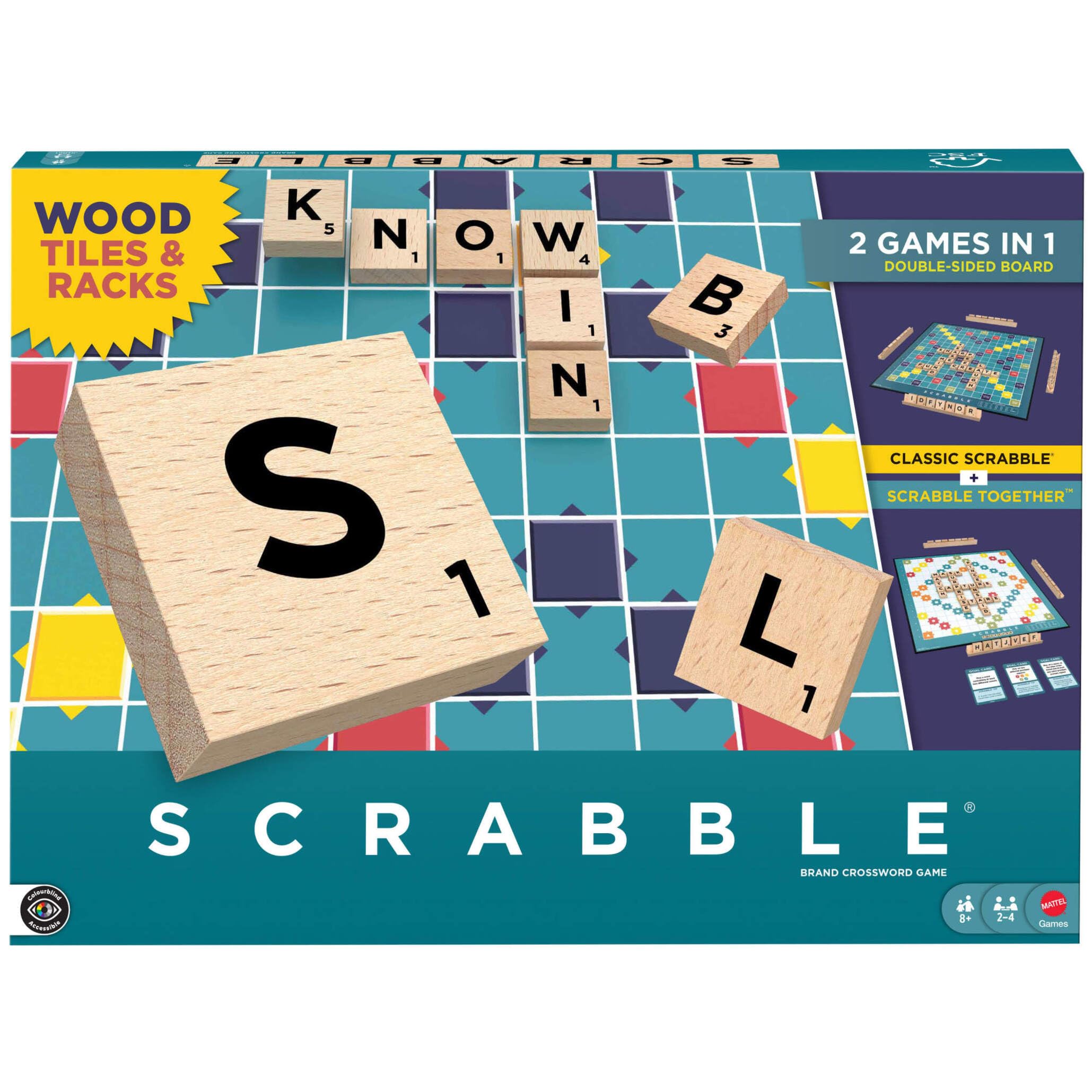 Mattel Games Scrabble Board Game Classic Family Word Fun with Wooden Tiles 7