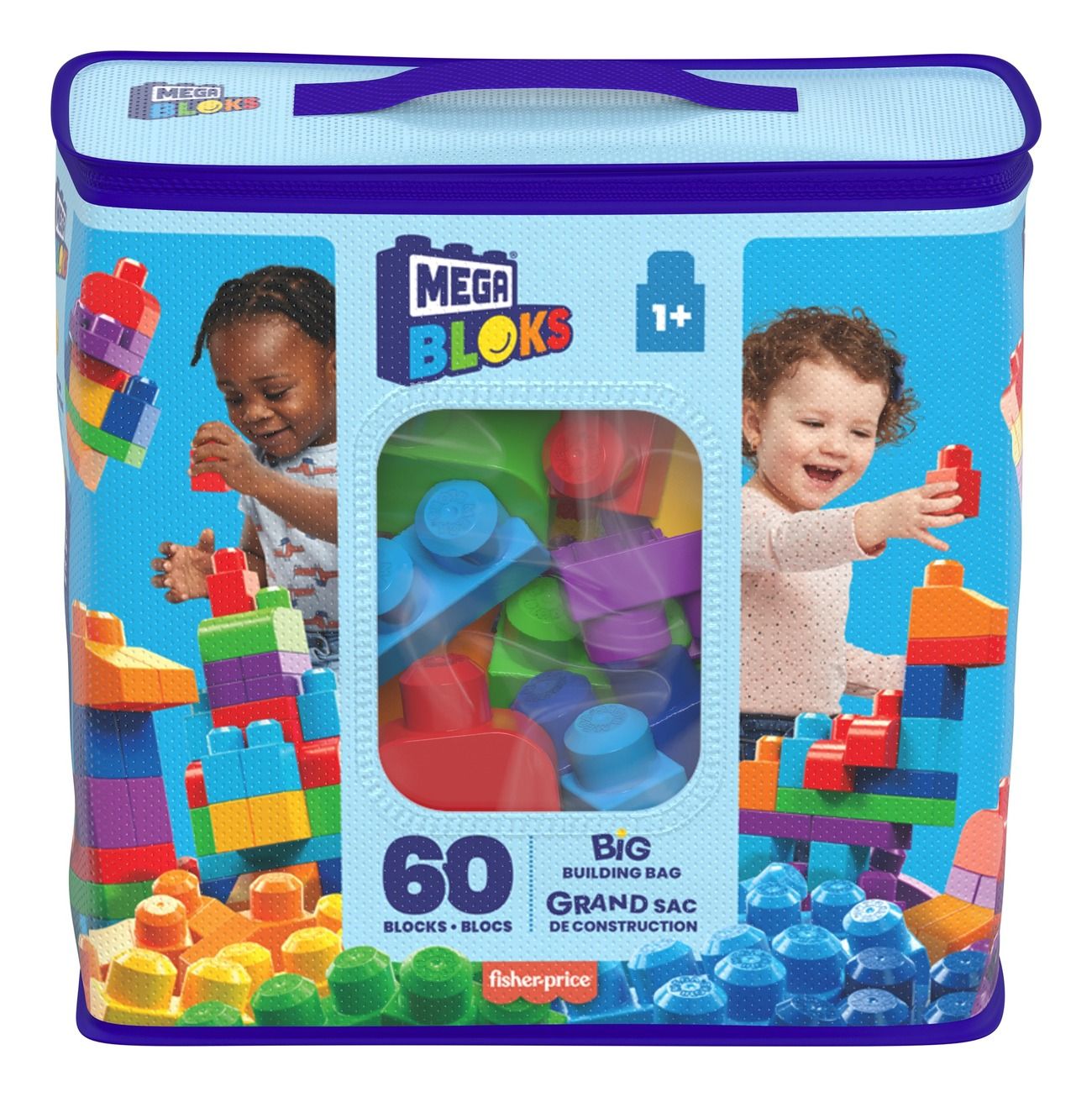Mega Bloks DCH55 Grand sac de construction, bleu 60 pièces 8