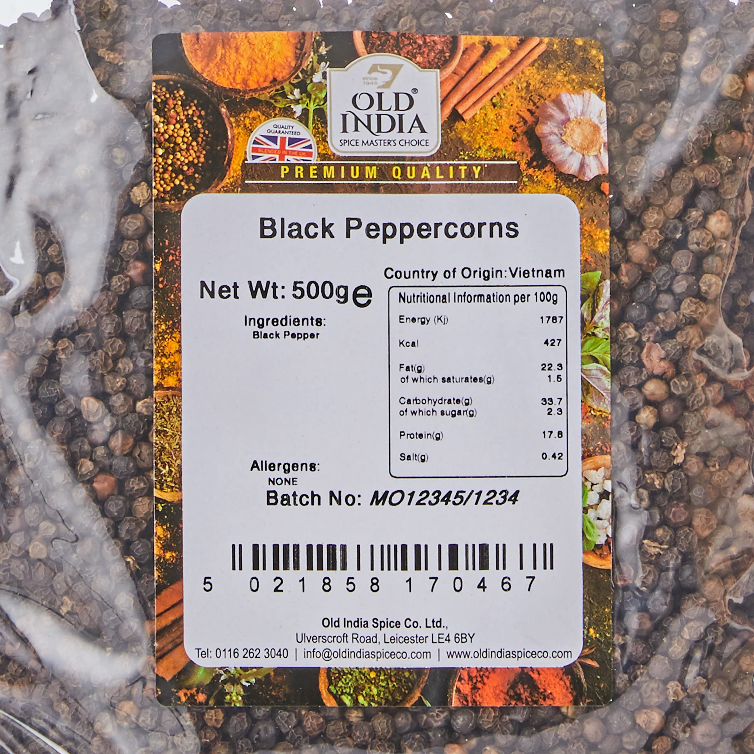 Old India Whole Black Peppercorns - 100% Natural | 500g Bag | 2 Year Shelf Life 2