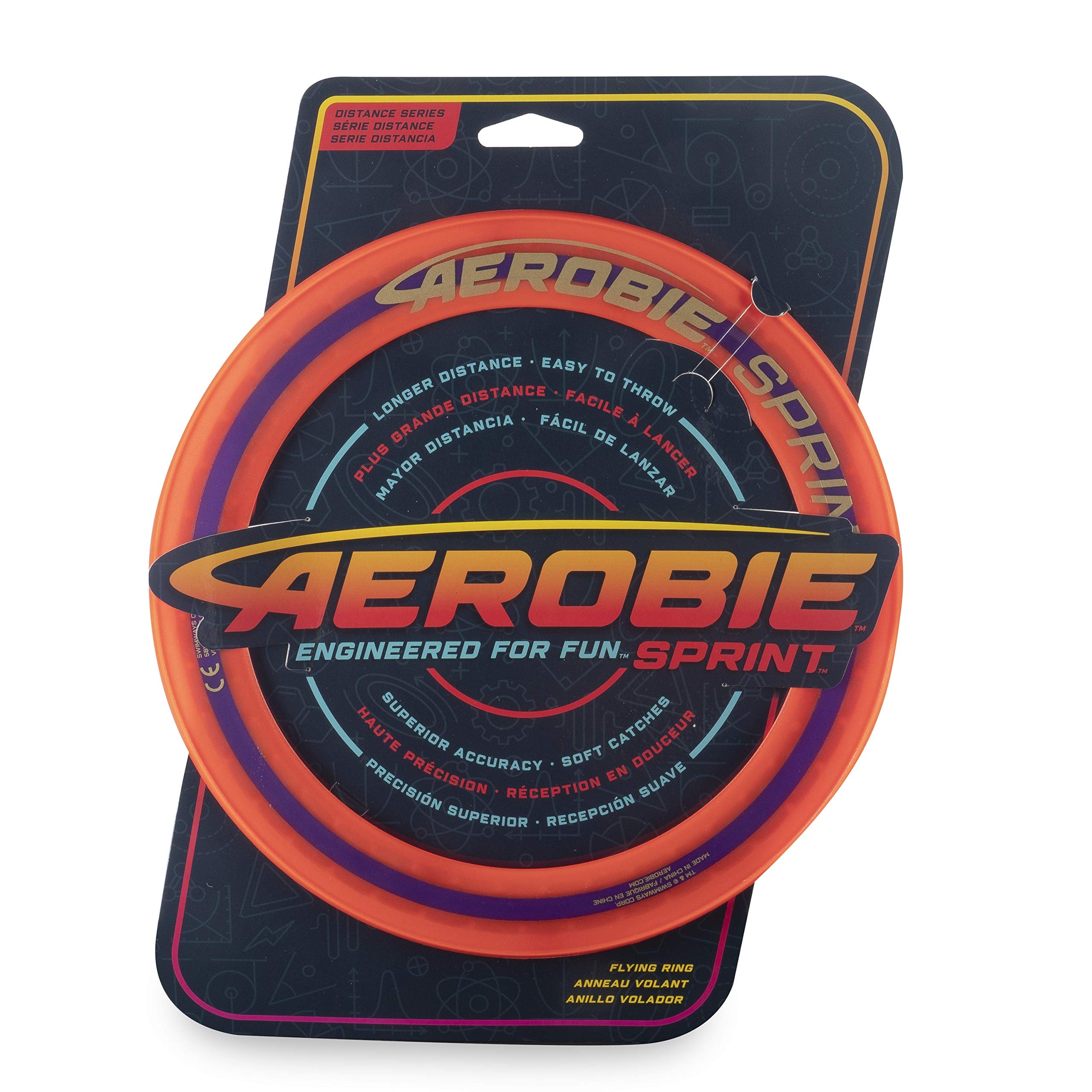 Aerobie Sprint Ring 10'' Flying Disc - High Quality Construction | Flies Enormously Far | Assorted Colours 3