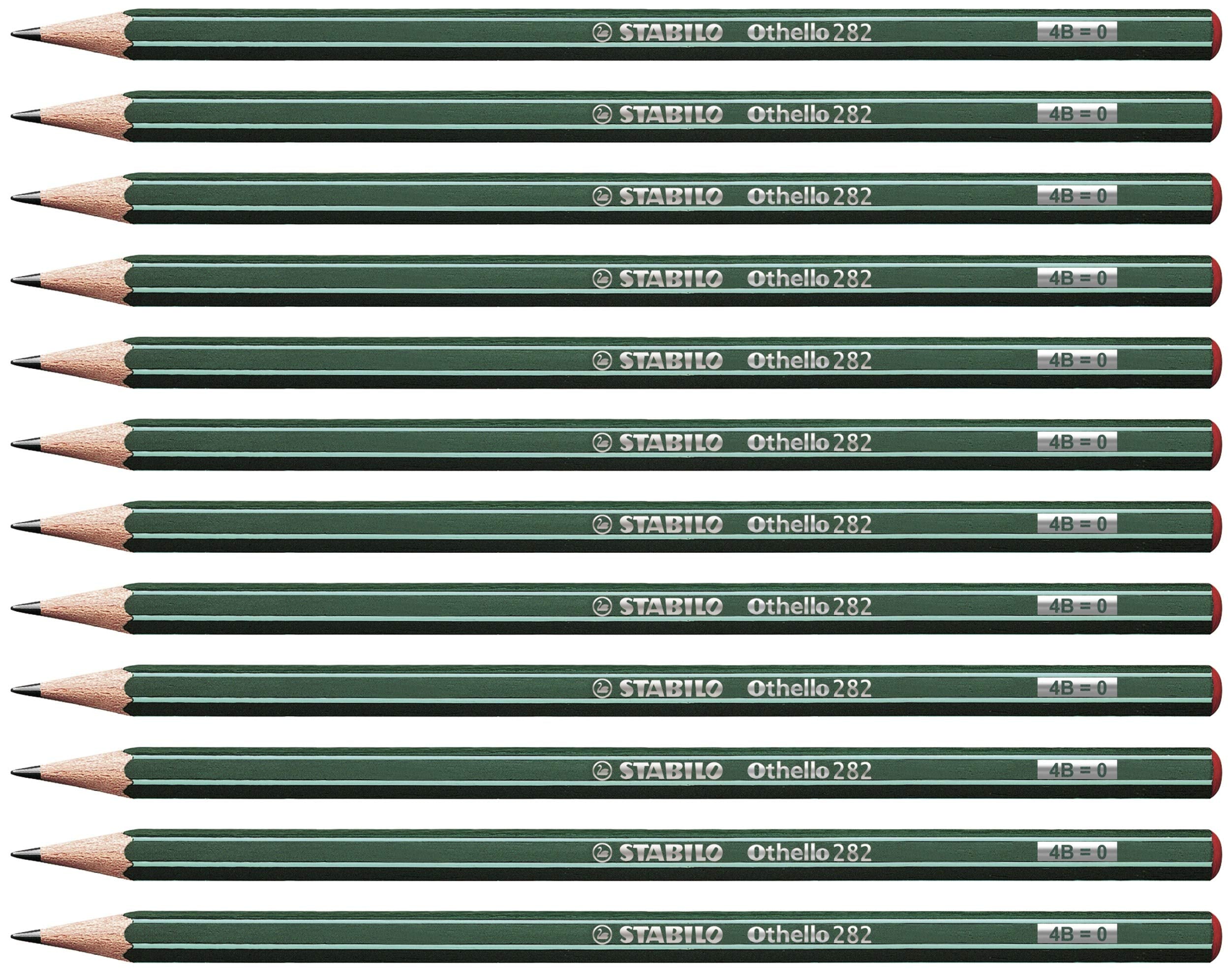 STABILO Othello Graphite Pencil - 4B Hardness | Pack of 12 | Varnished Wood 1