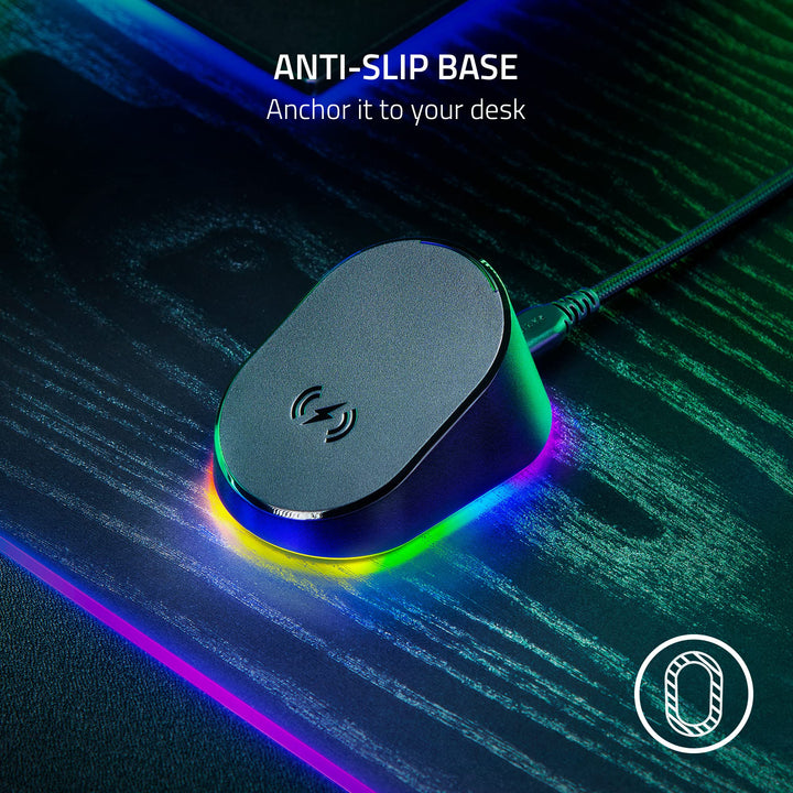 Razer Mouse Dock Pro & Charging Puck - Magnetic Wireless Charging Dock with 8K Hz Transceiver & RGB Lighting