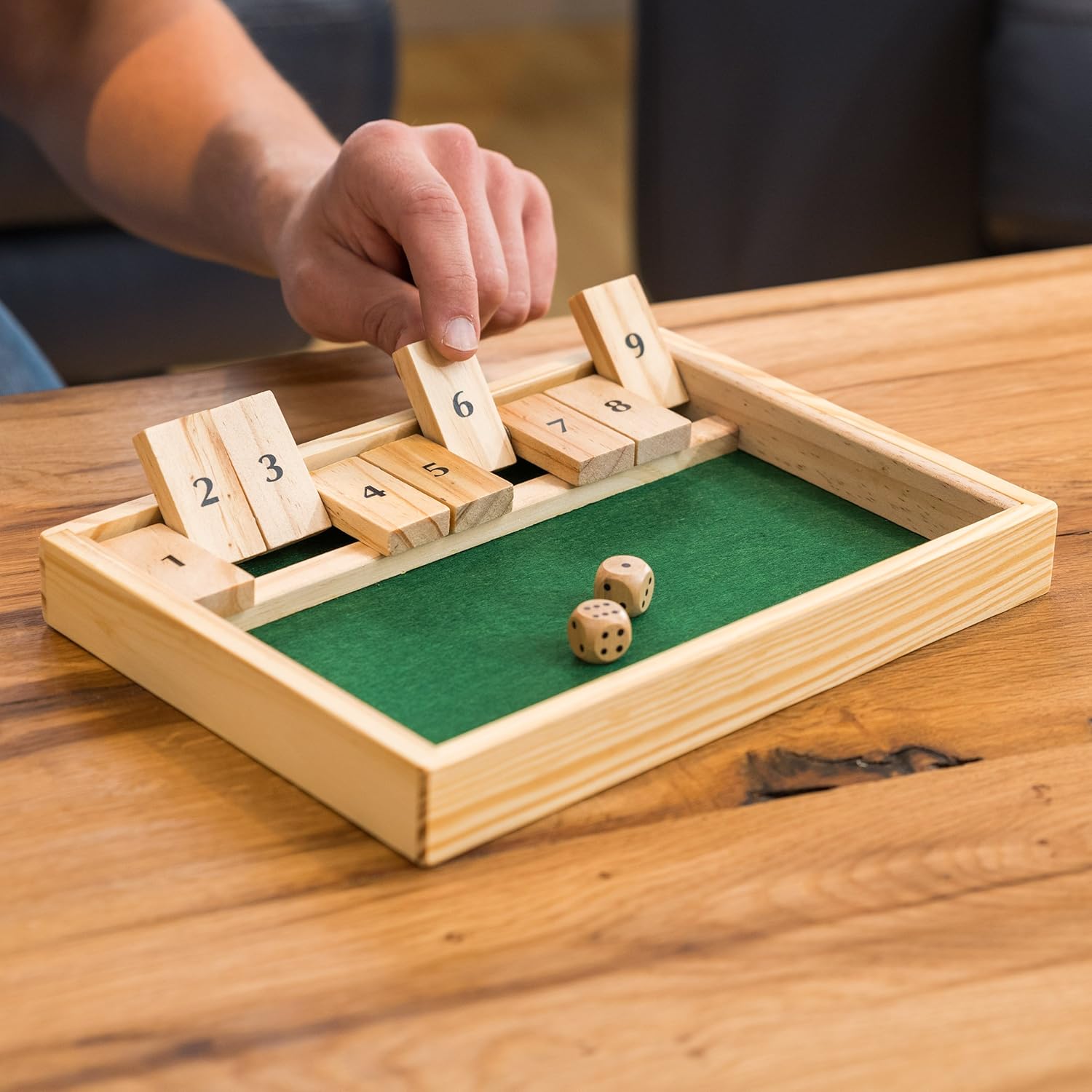 Toyrific Shut The Box Wooden Dice Game - 9 Number Classic Board Game