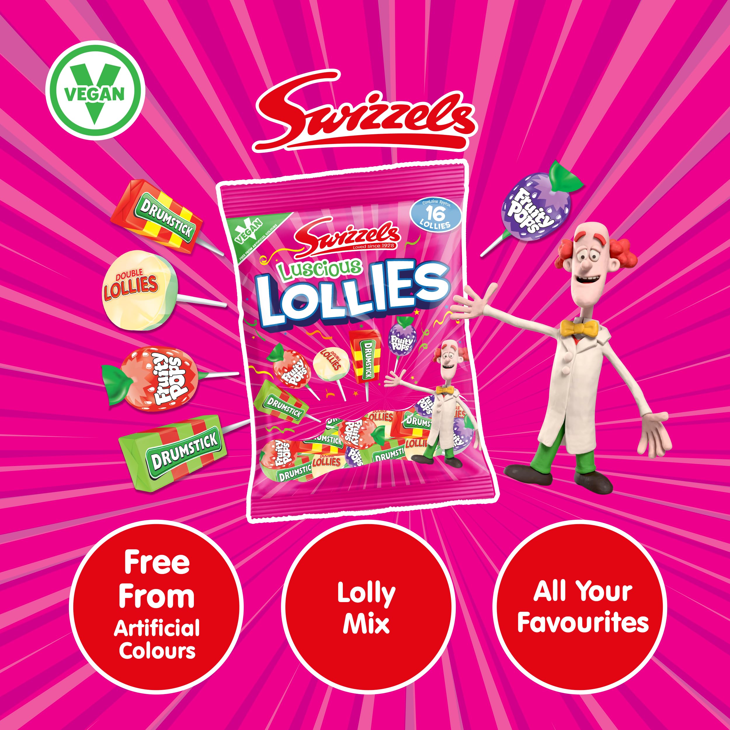 Swizzels Luscious Lollies 176 g – Drumstick &amp; Fruity Pops, verschiedene Süßigkeiten 3