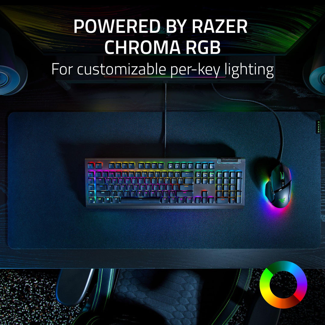 Razer BlackWidow V4 X - UK Mechanical Gaming Keyboard with Green Switches, 6 Macro Keys, Chroma RGB Lighting
